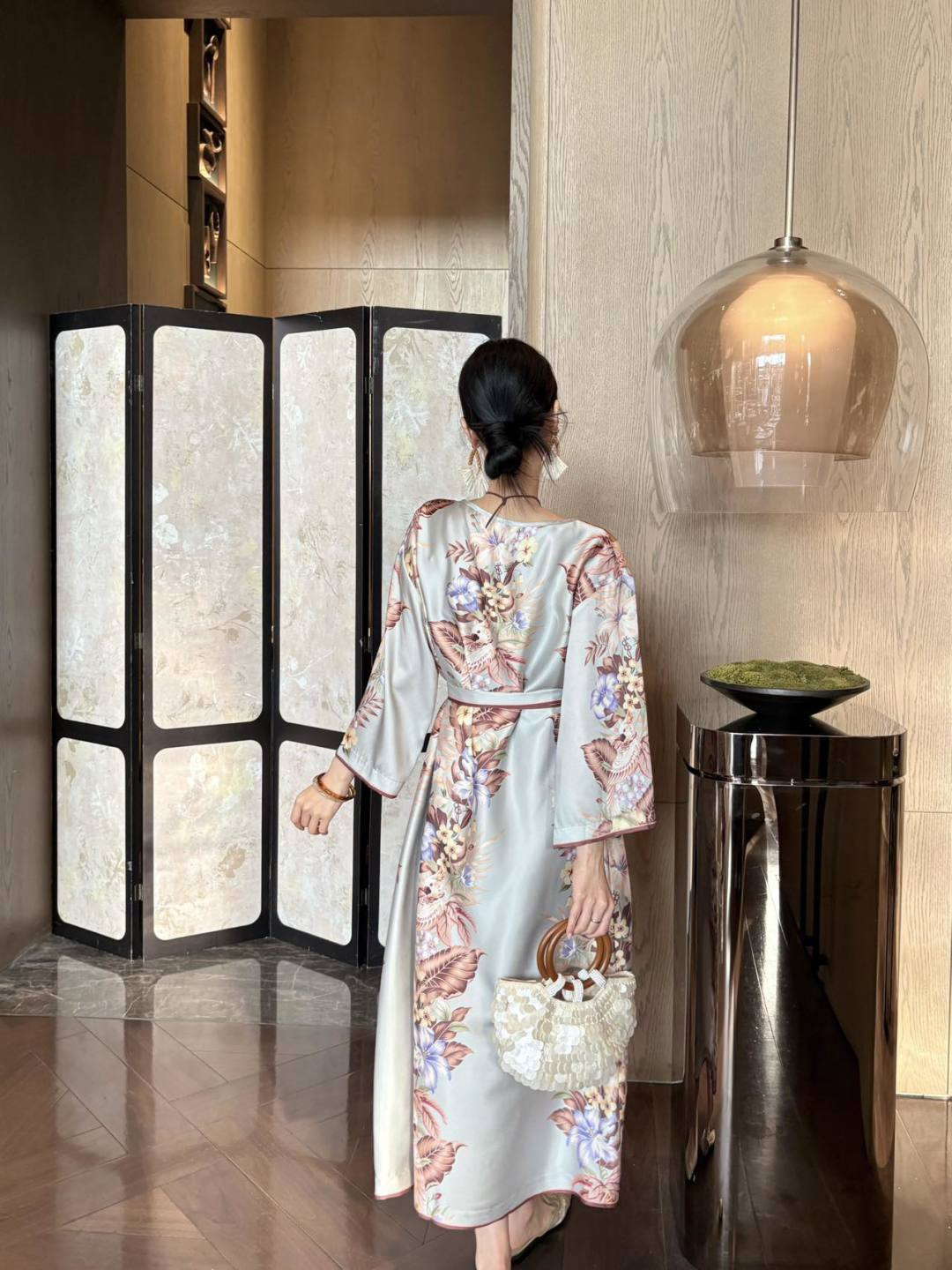 Zimm 26ss print silk dress