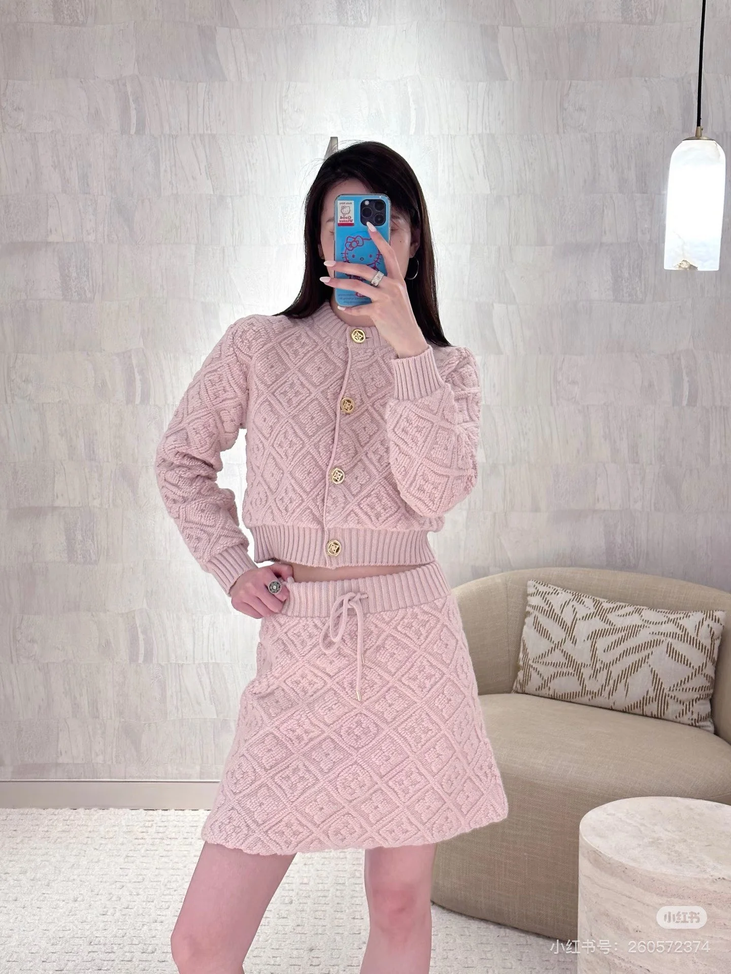 Loui 25fw cardigan skirt set