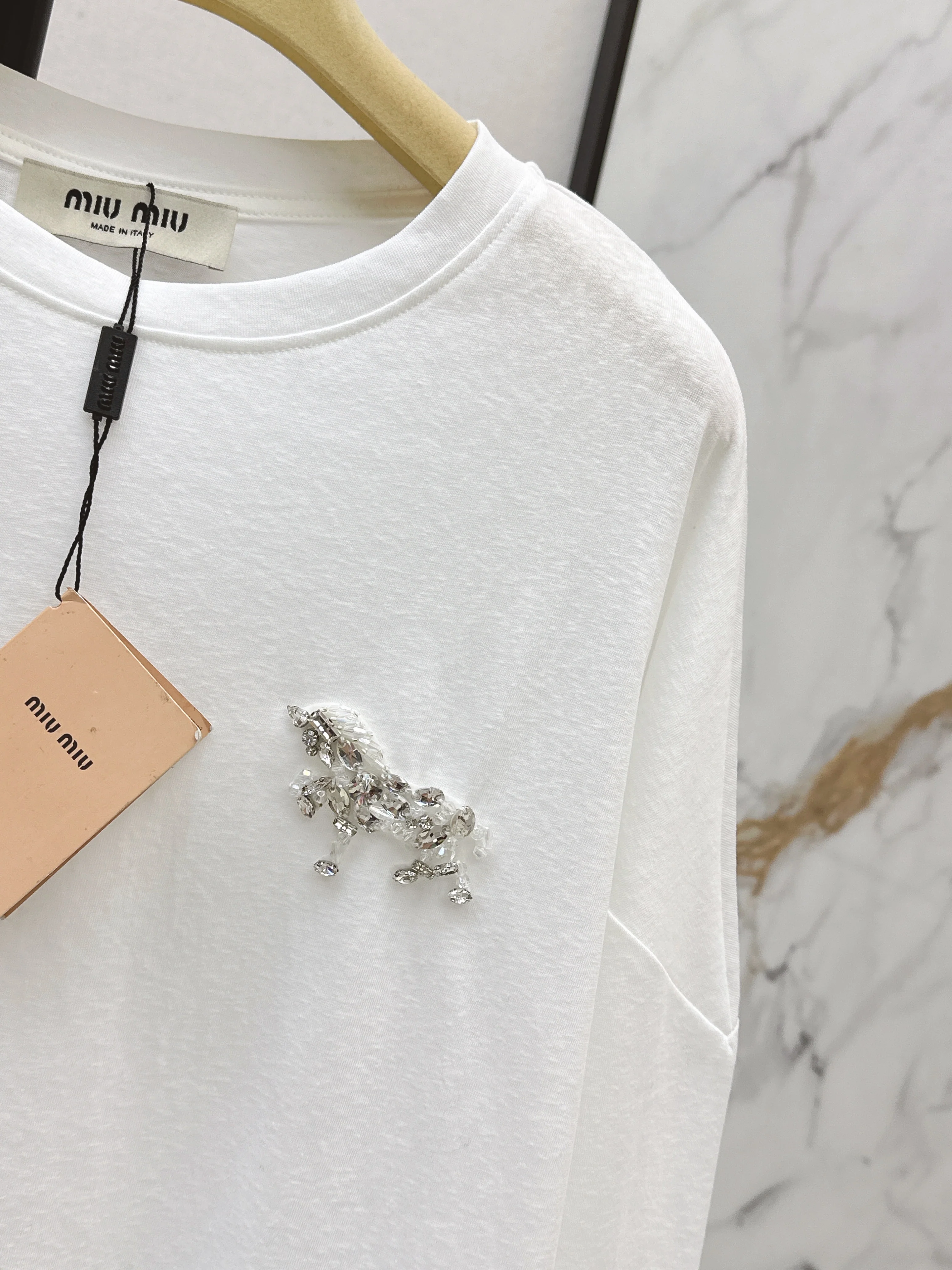 Miu 26ss rhinestone tee
