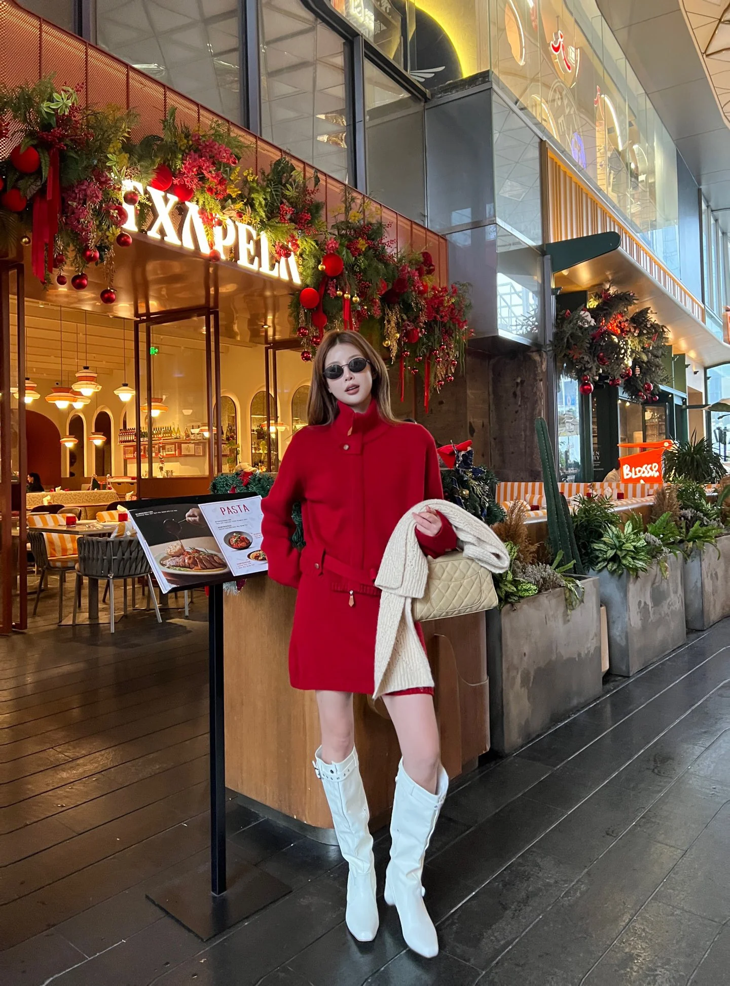 Loro 26ss outfit sets zip-up cardigan+skirts