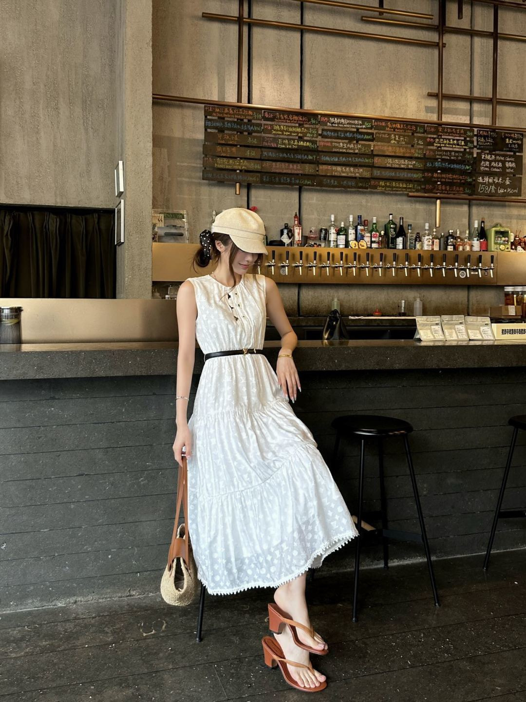Loui 26ss jacquard sleeveless dress