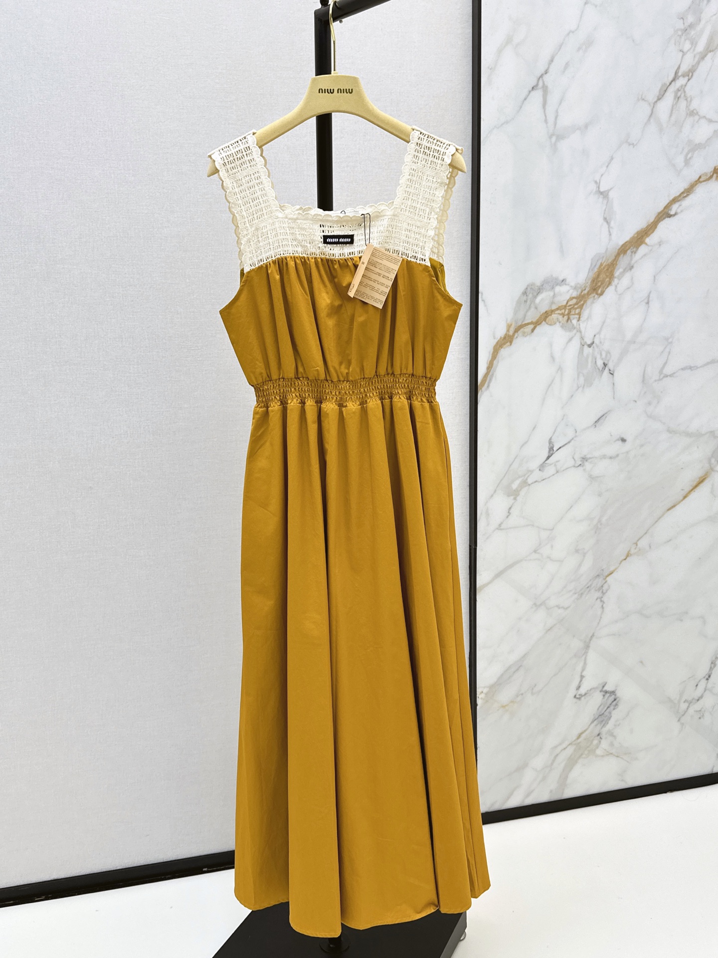 Miu 26ss lace trim slip dress