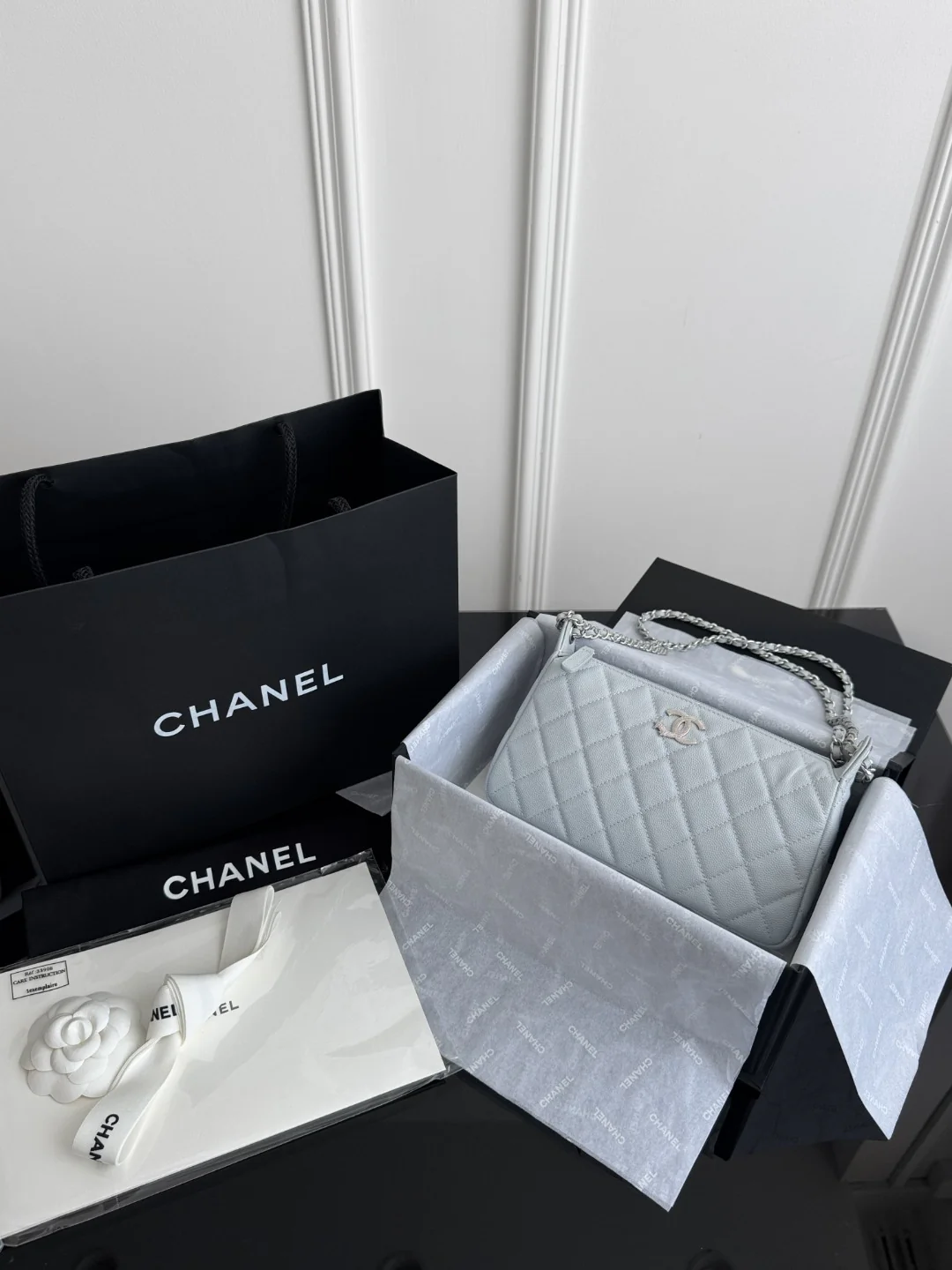 Chan 25P mini flap bag with top handle