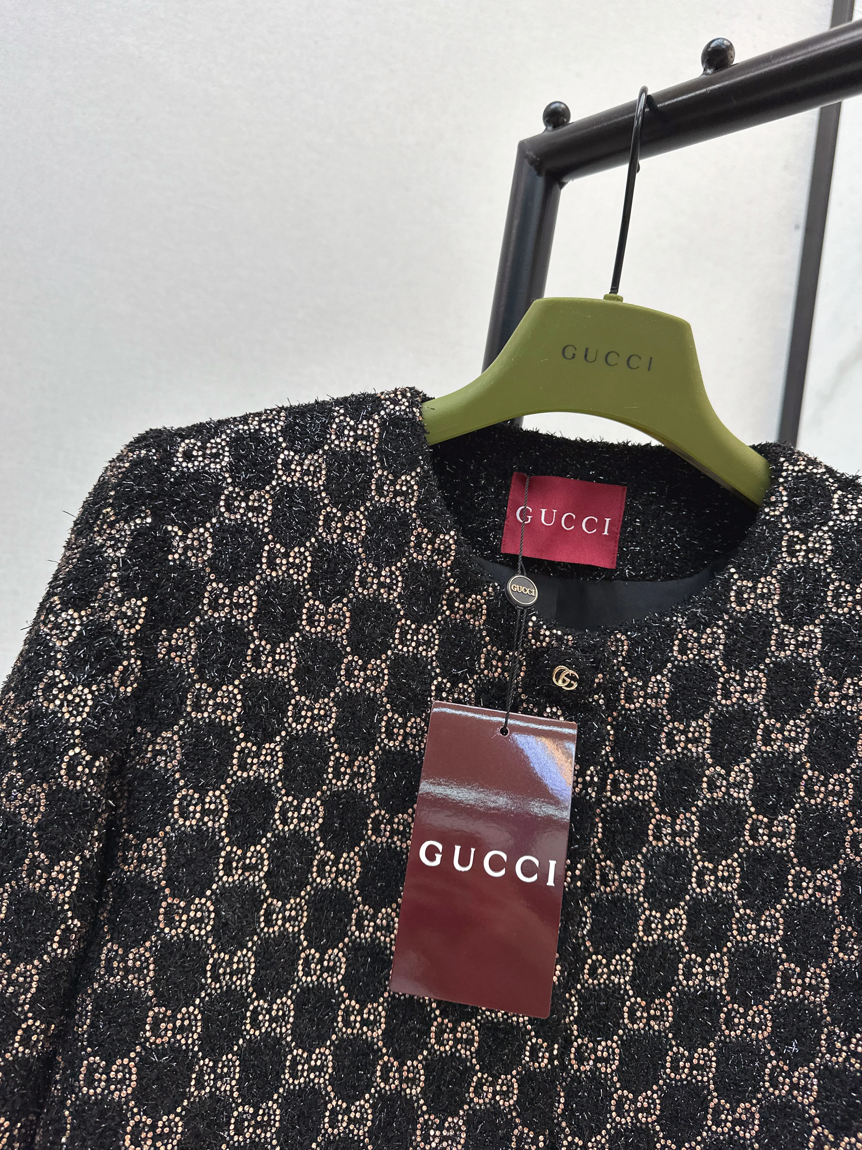 Gucc 26ss woven rhinestones jacket