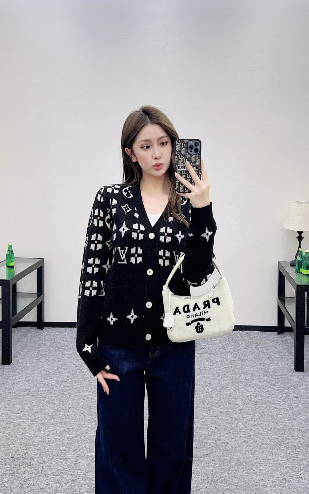 Louis 26ss jacquard knit cardigan