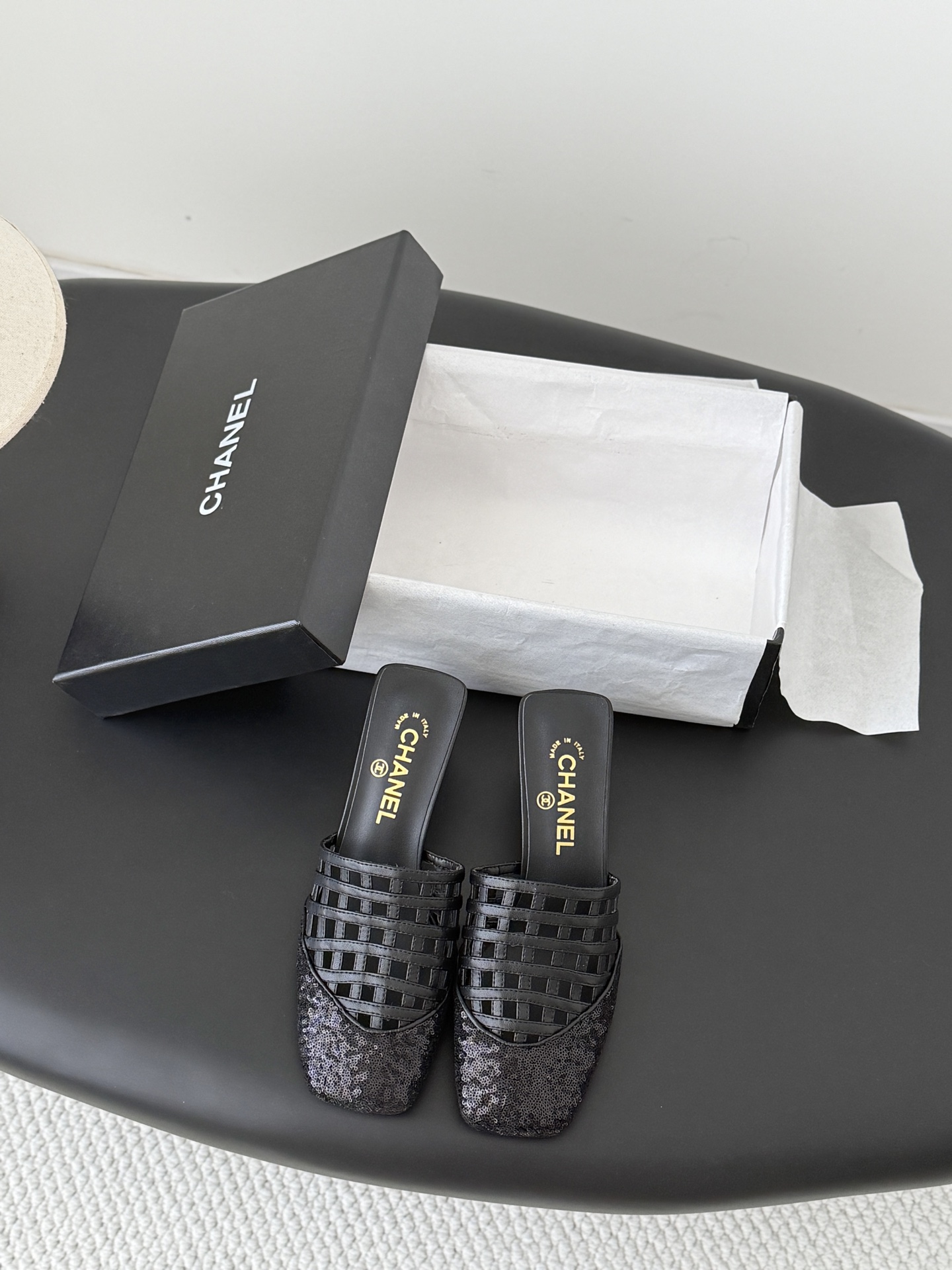 Chan 26ss woven mules heel