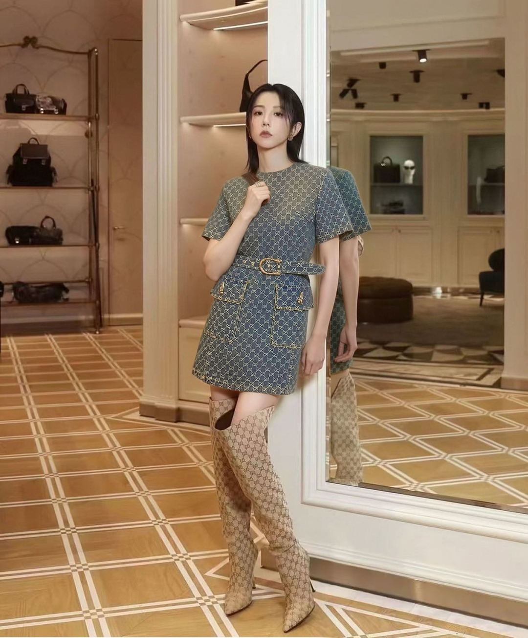 Guc 26ss jacquard dress