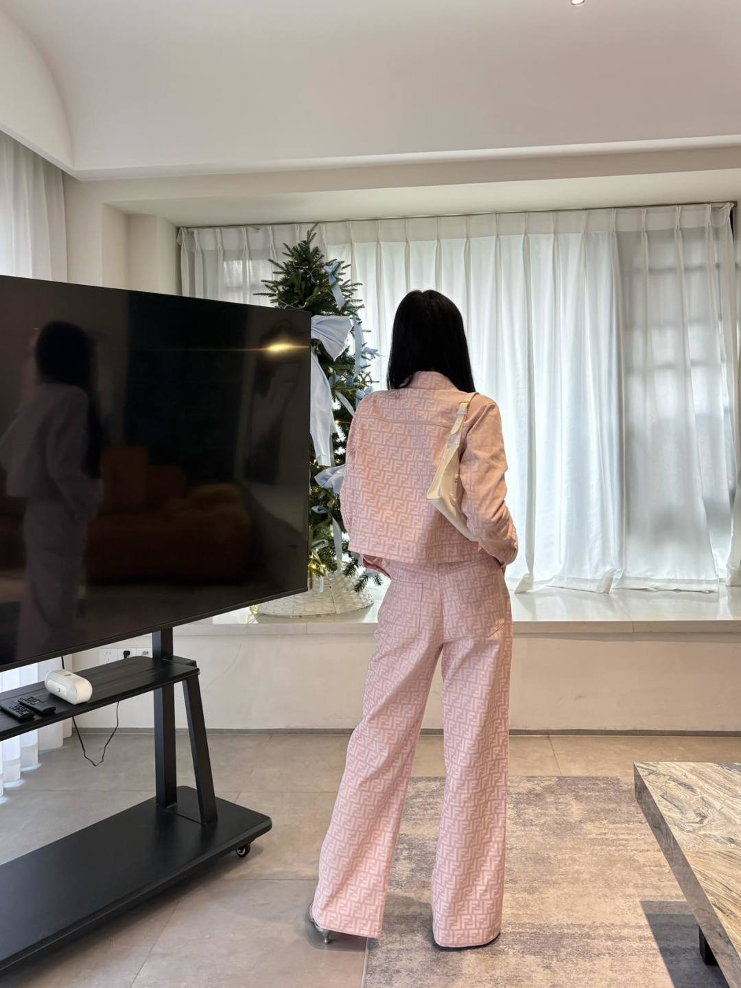 Fend 26ss jacquard denim pants