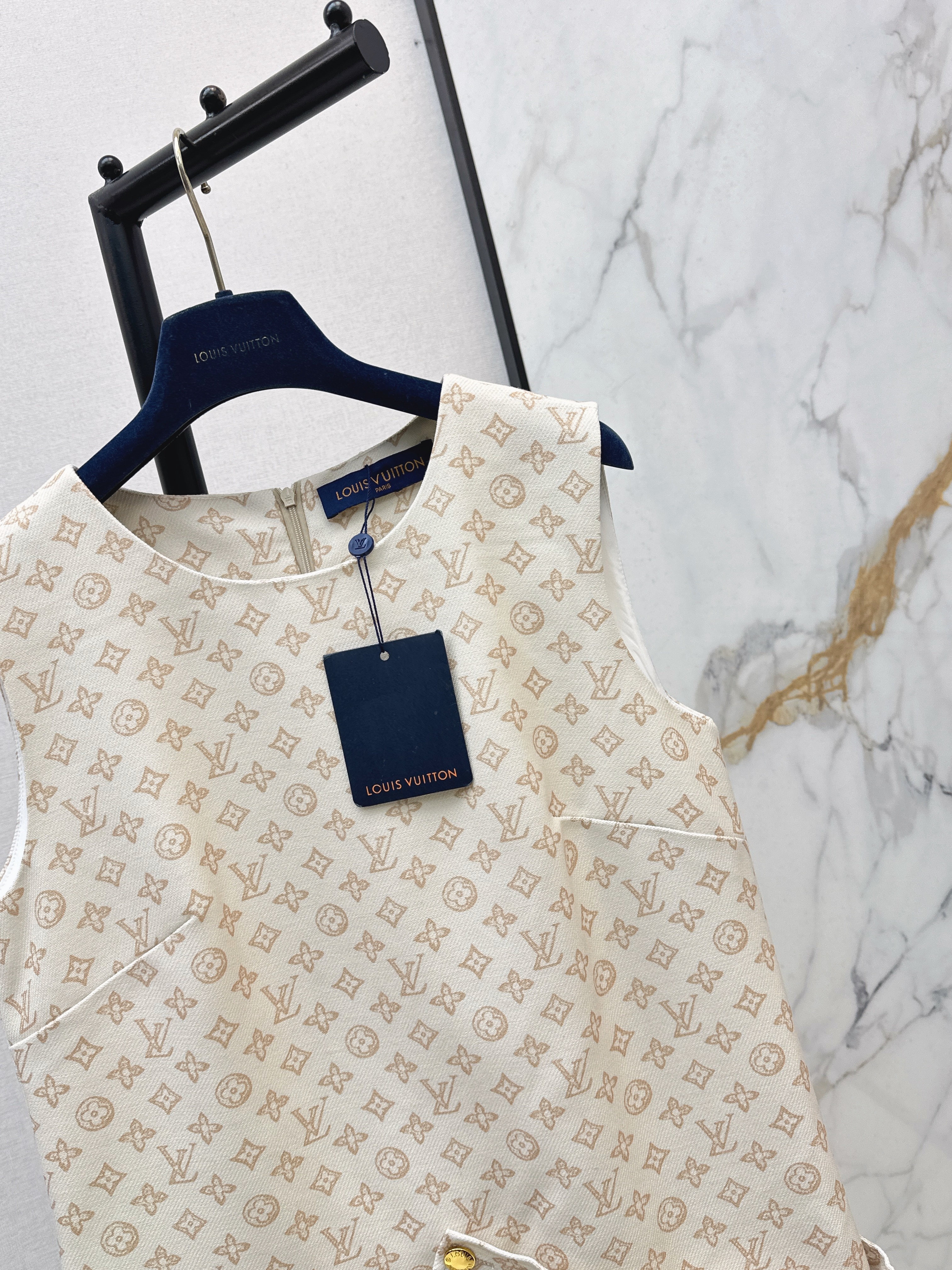 Louis 26ss print sleeveless dress