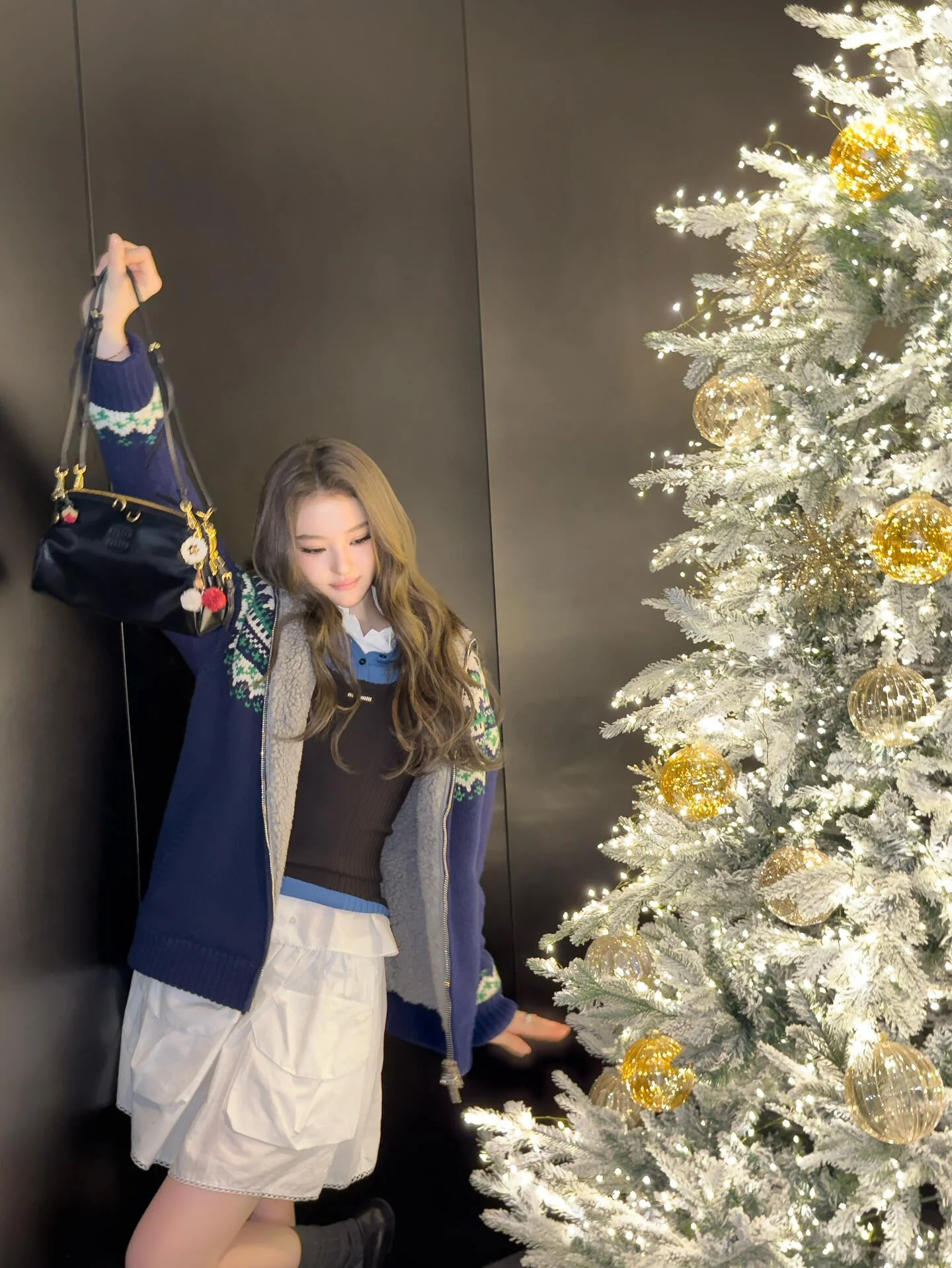 Miu 25fw fair isle cardigan