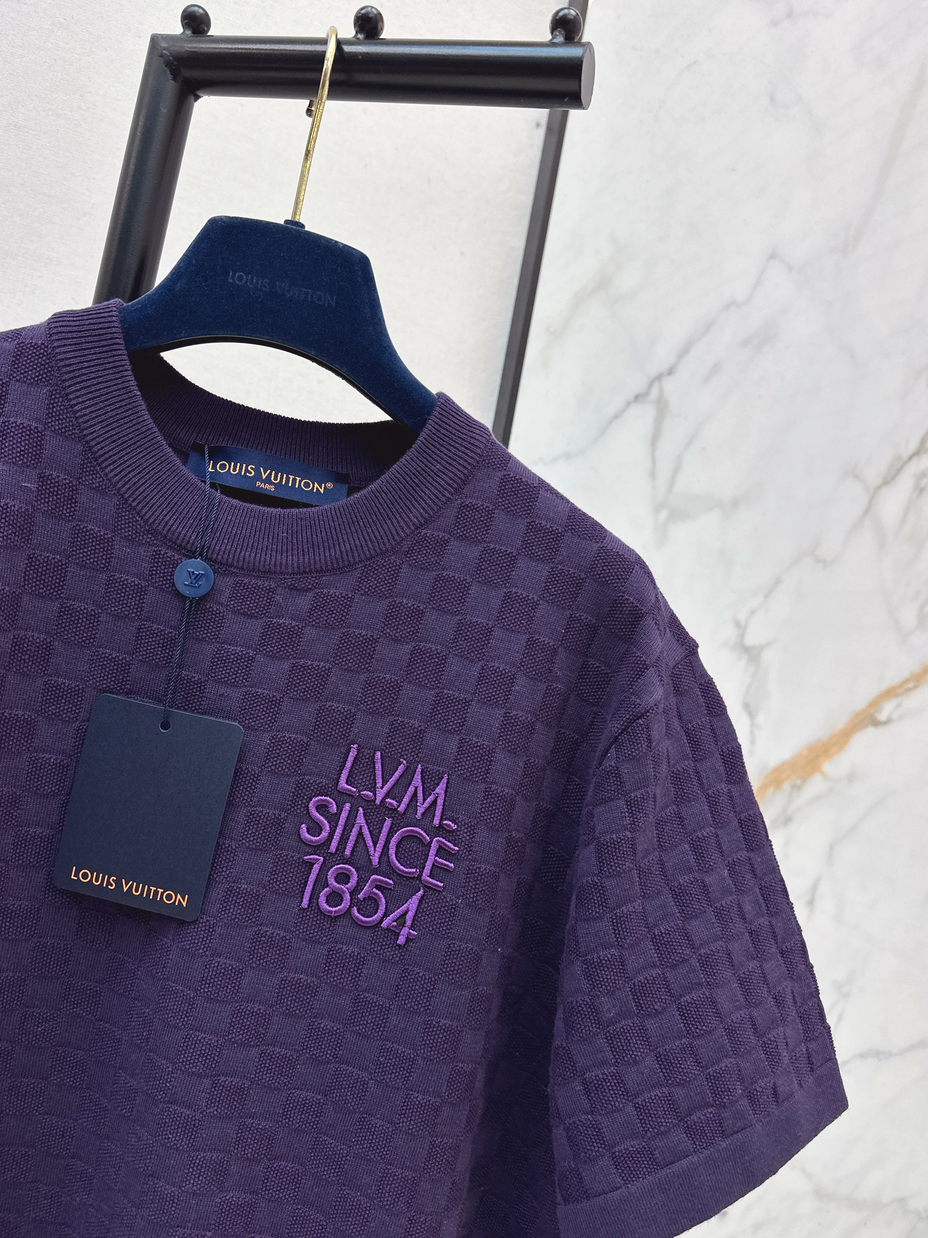 Louis 26ss check embroidery t-shirts