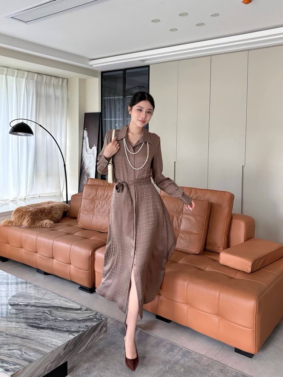 Her 26ss jacquard silk dress