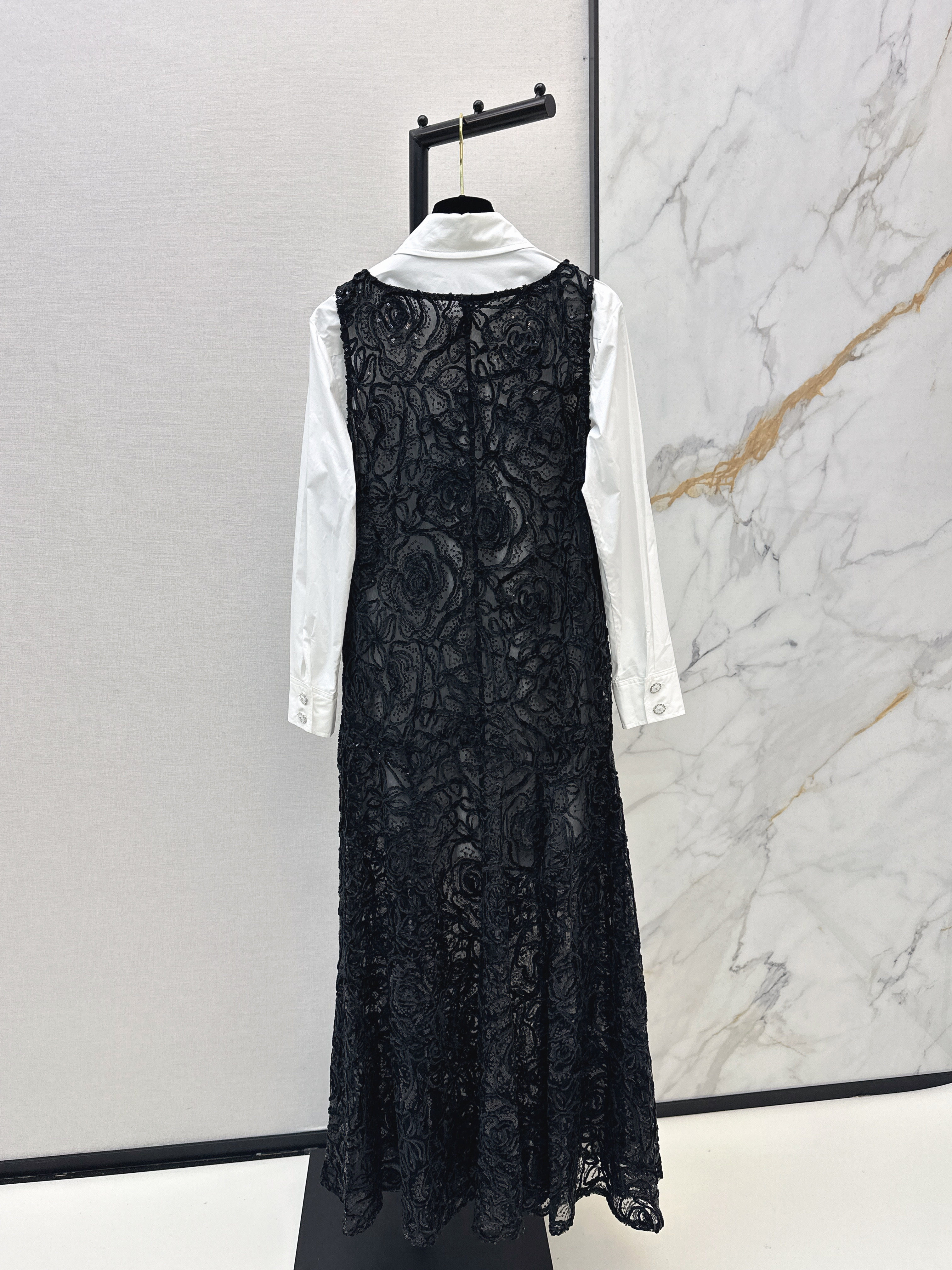 Chan 26ss ribbon shirts mesh dress set