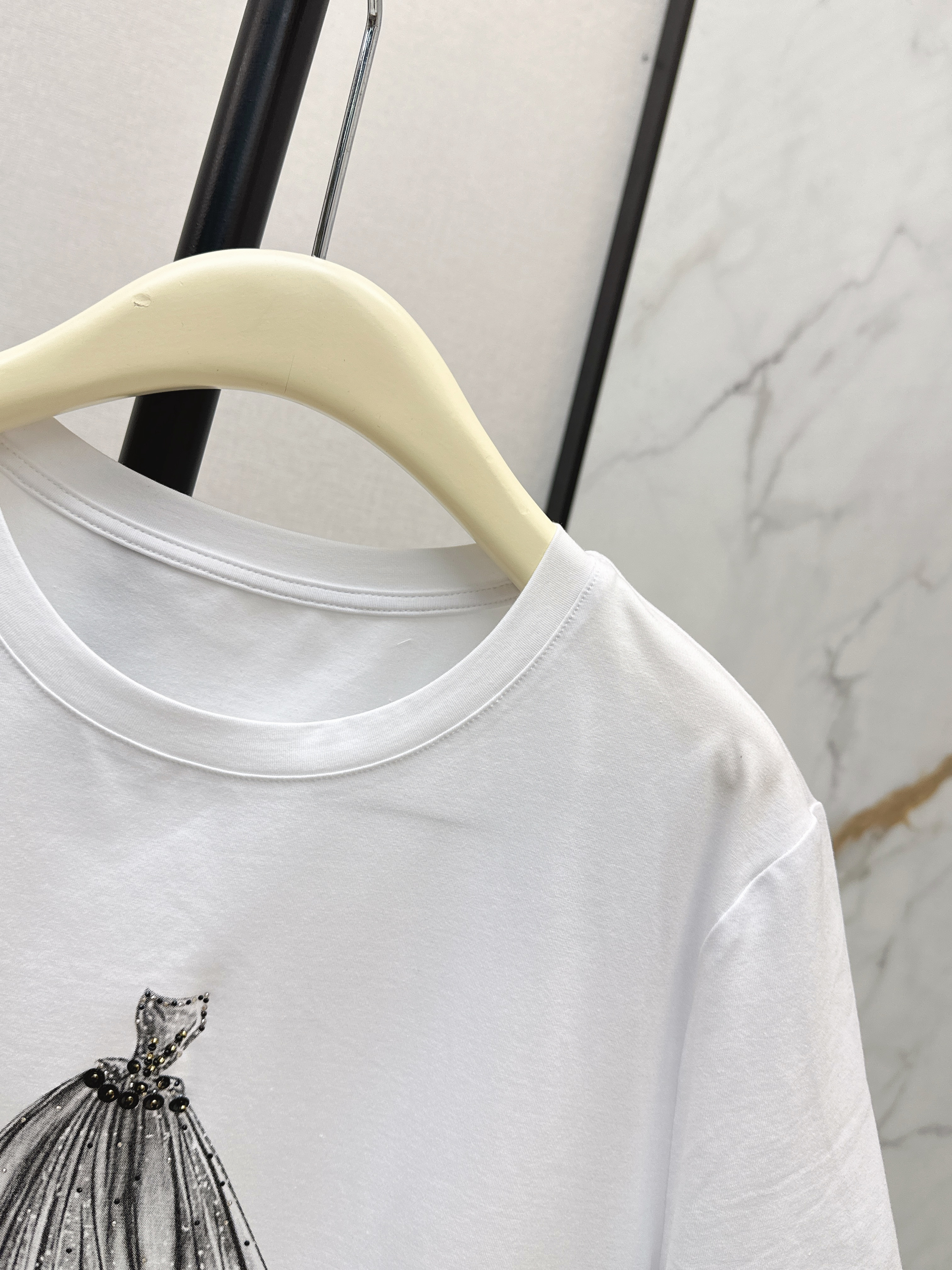 Chan 26ss beading print t-shirt