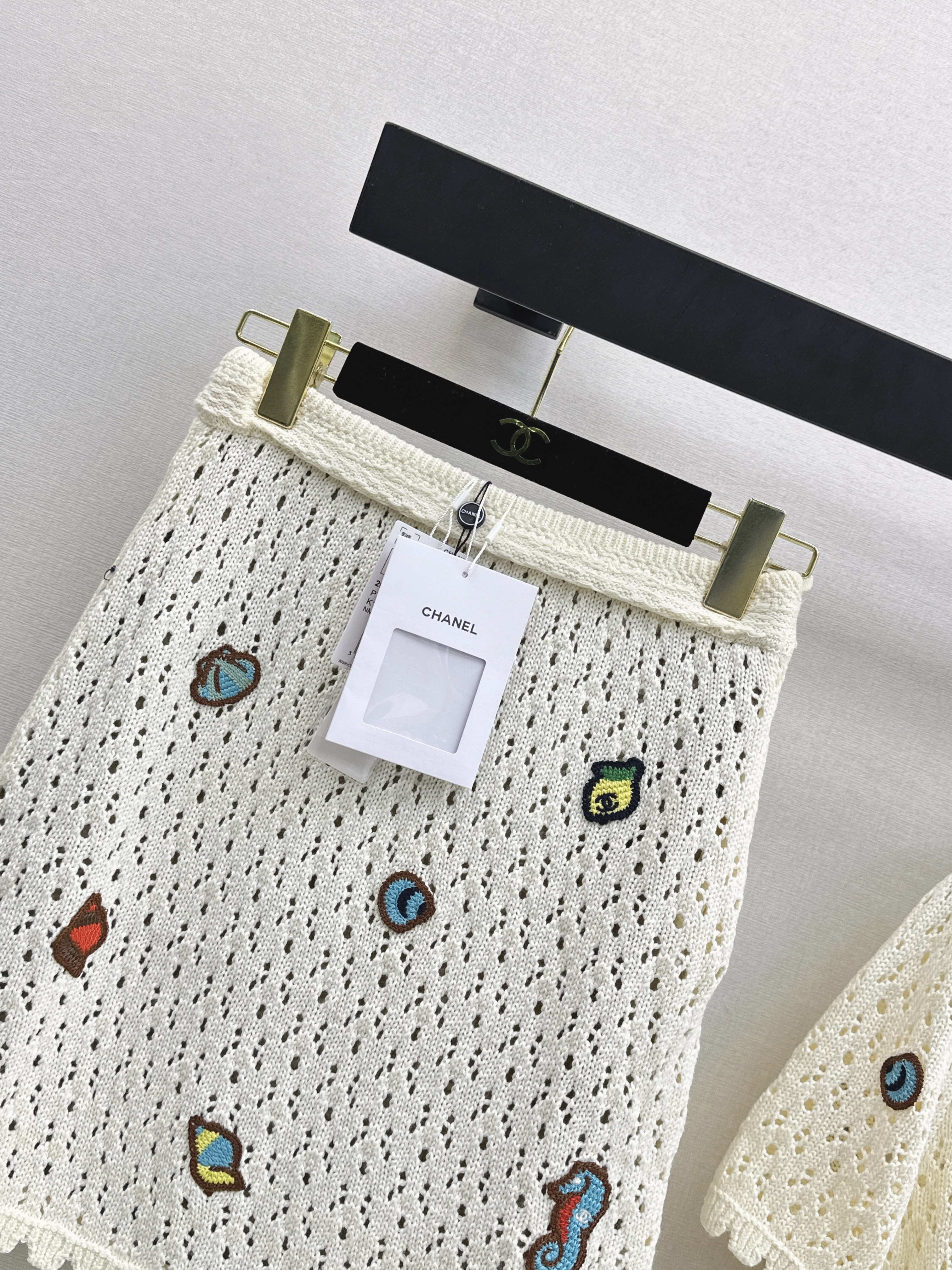 Chan 26SS Crochet Knit Mini Skirt