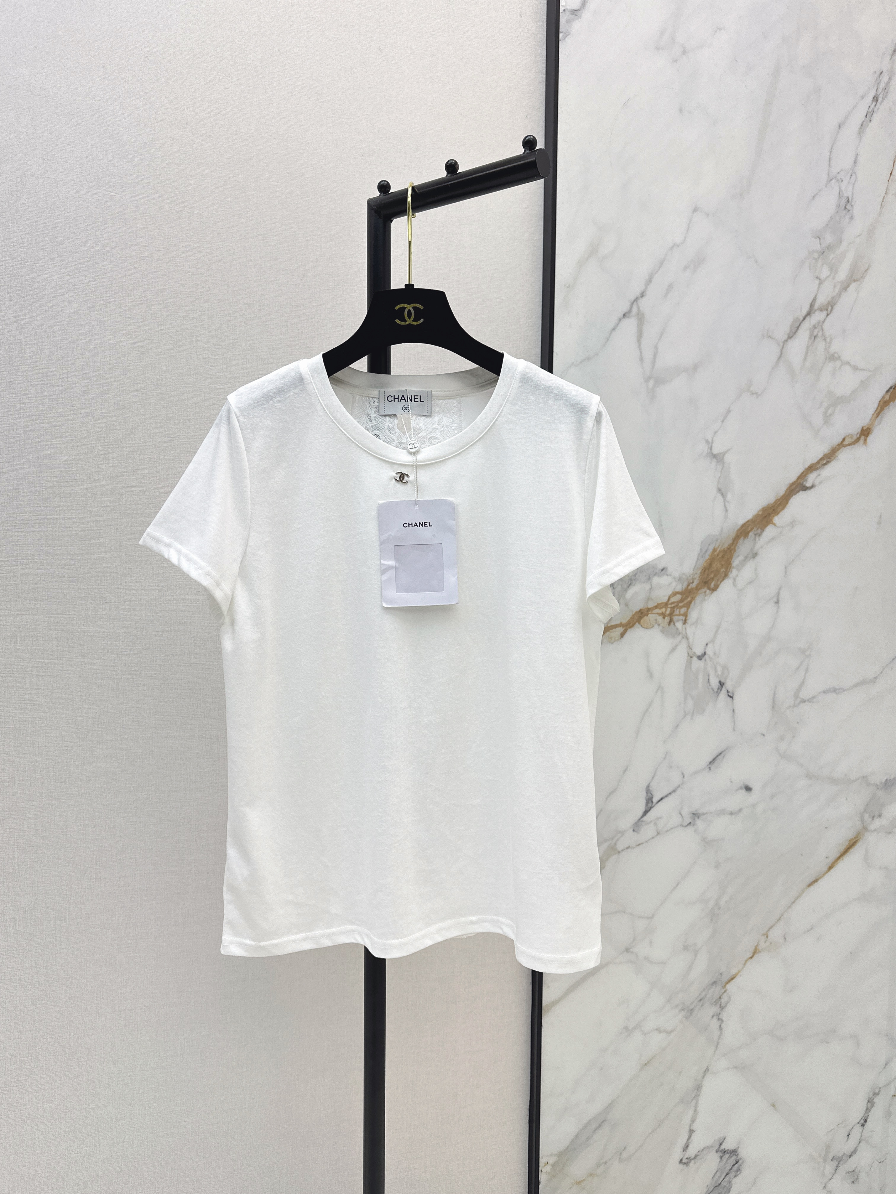 Chan 26ss lace hollow t-shirt