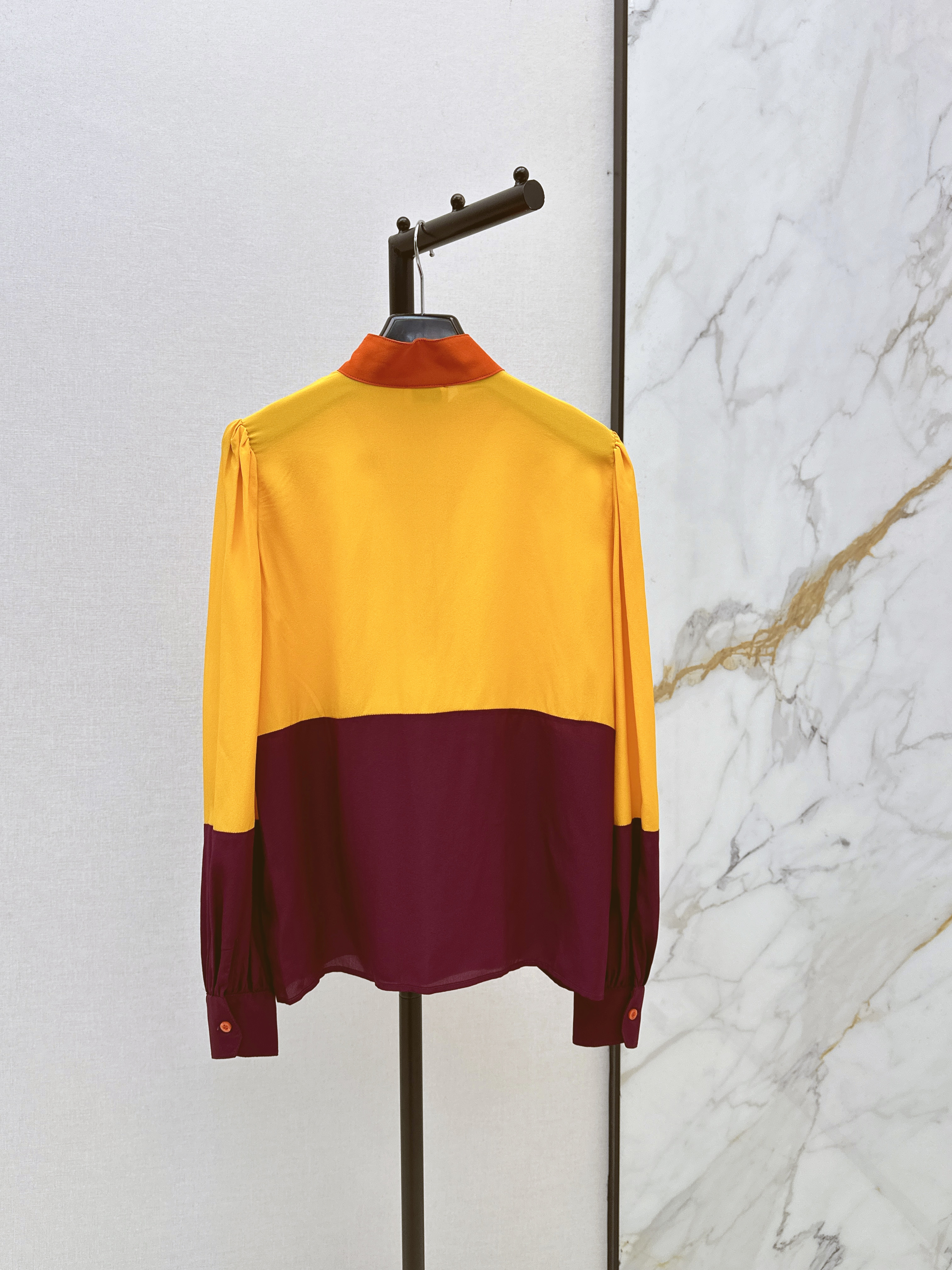 Saint 26ss coloblock silk shirt