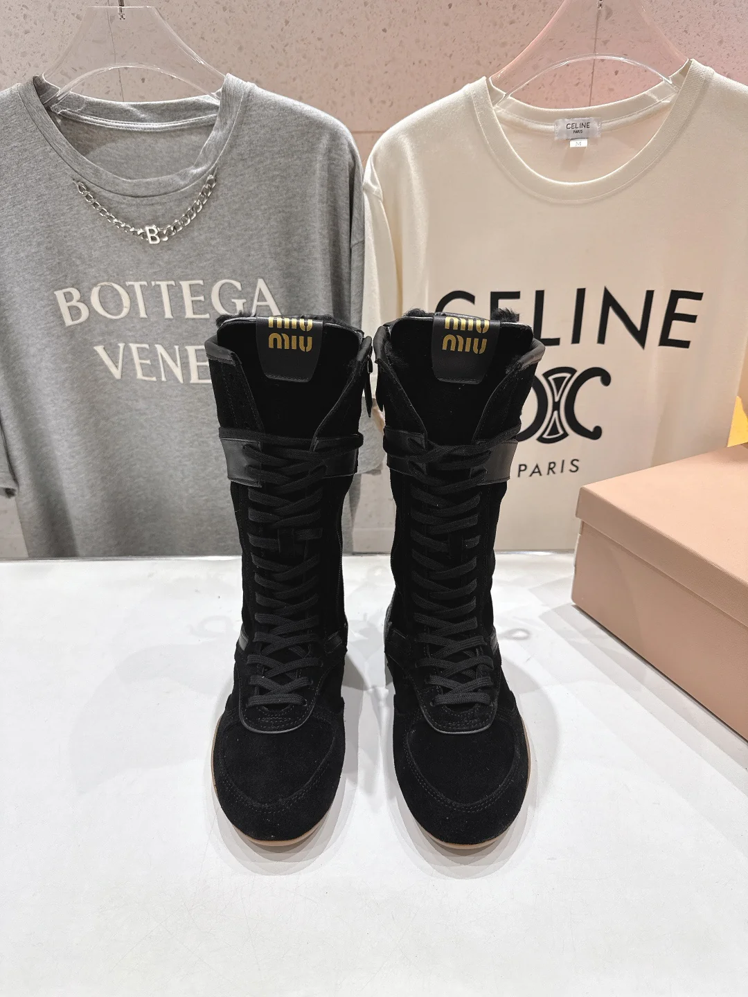 Miu fleece-lined lace-up boots