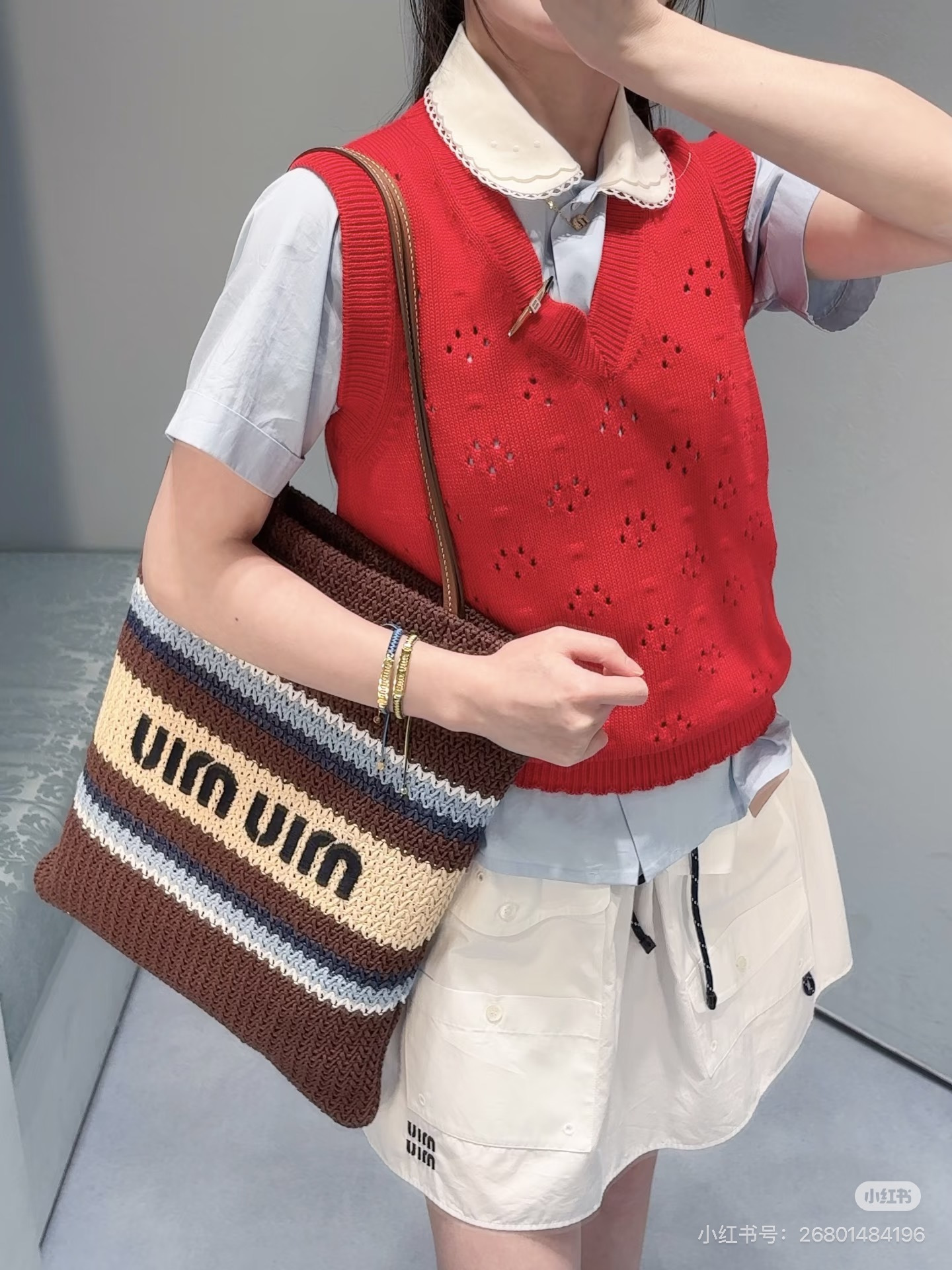 Miu 26ss hollow knit vest
