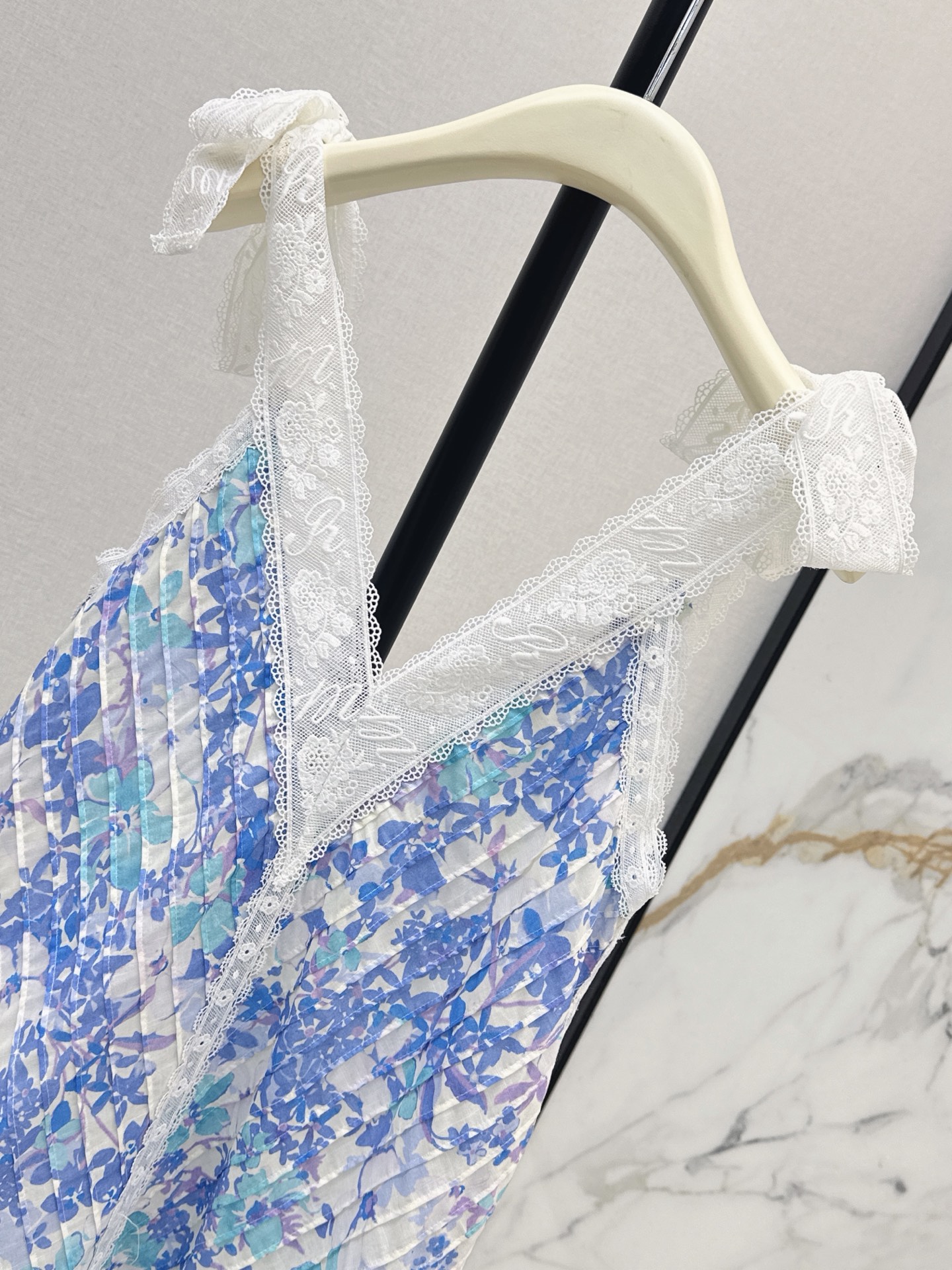 Zimm 26ss lace slip print dress