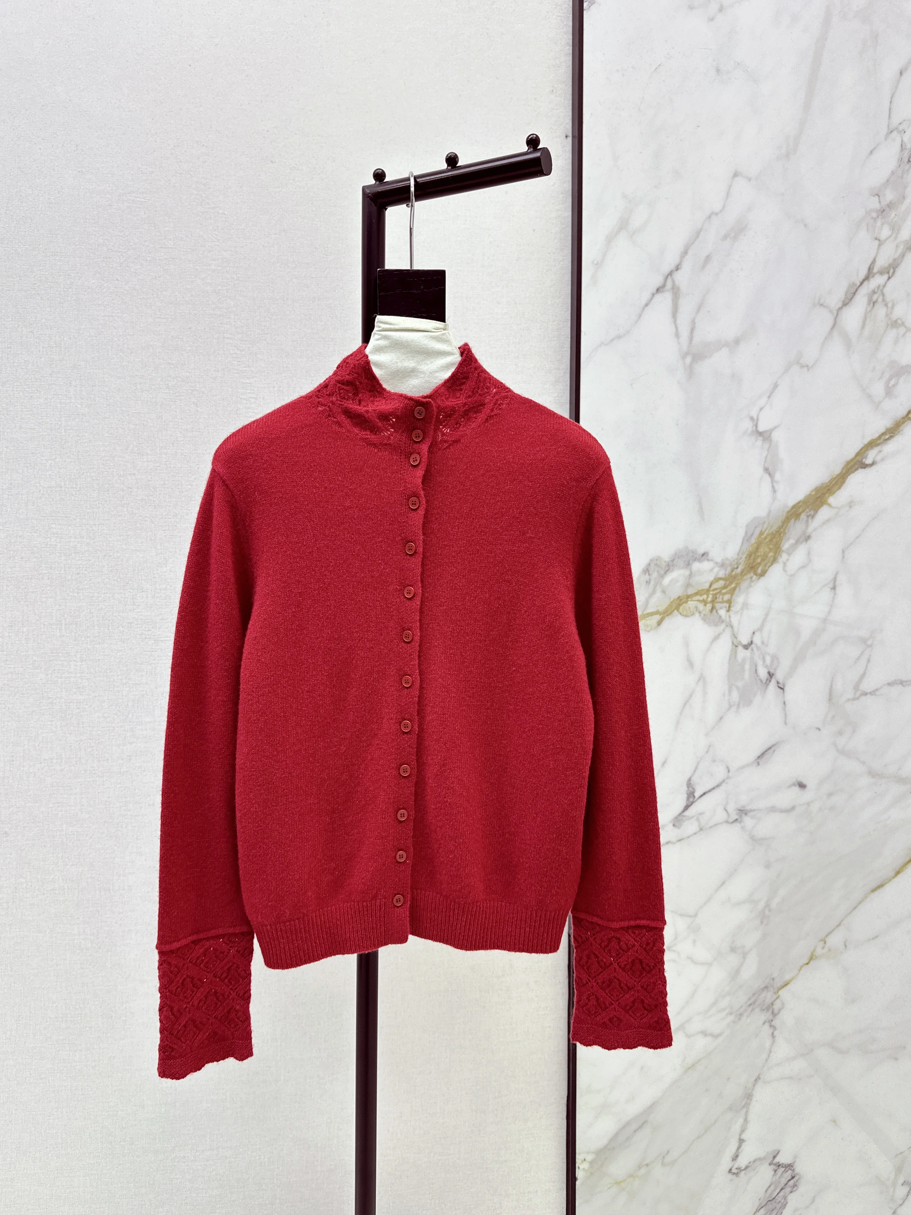 Chol 26ss high neck cardigan