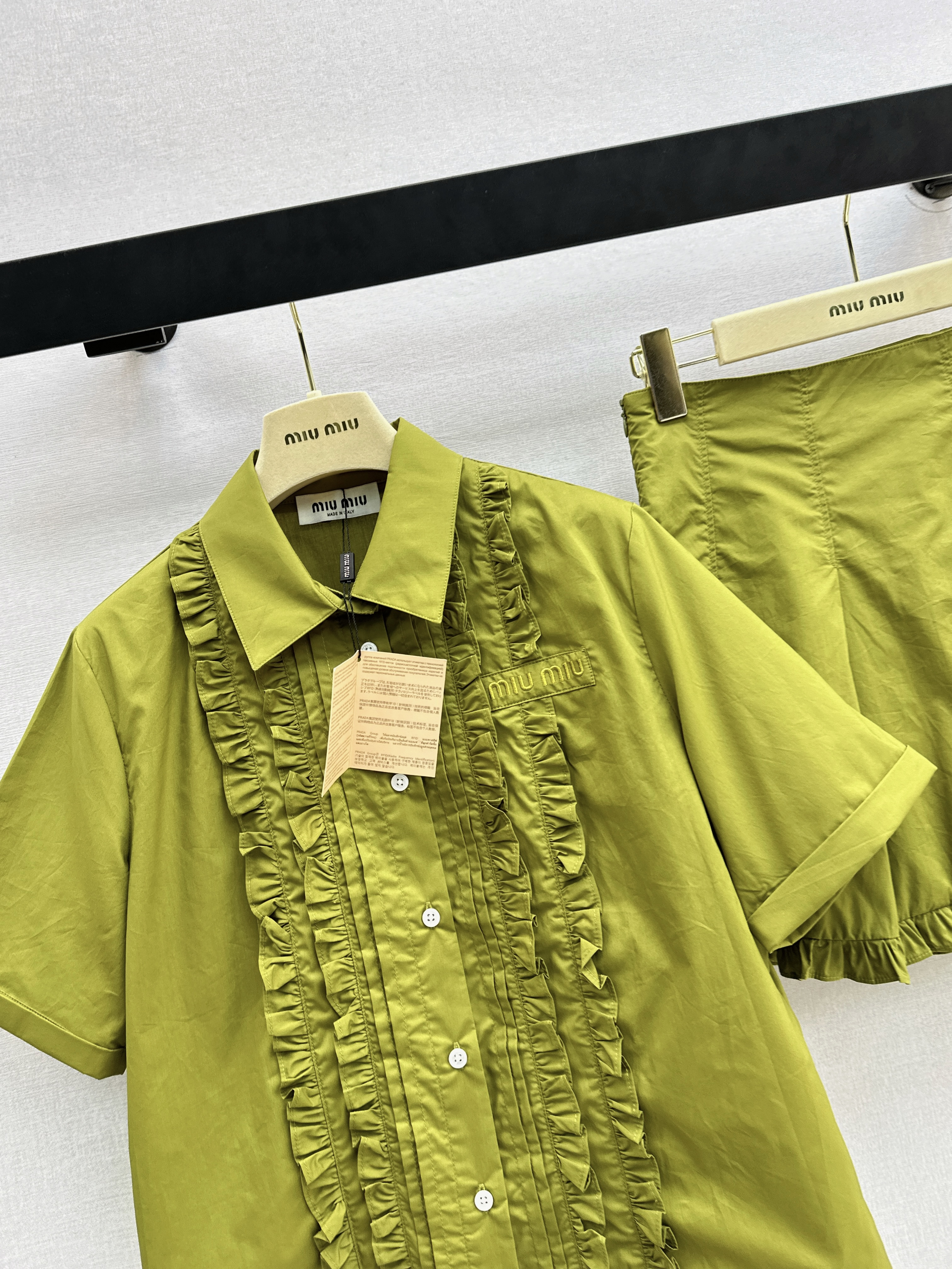 Miu 26ss ruffle shirt skirt sets