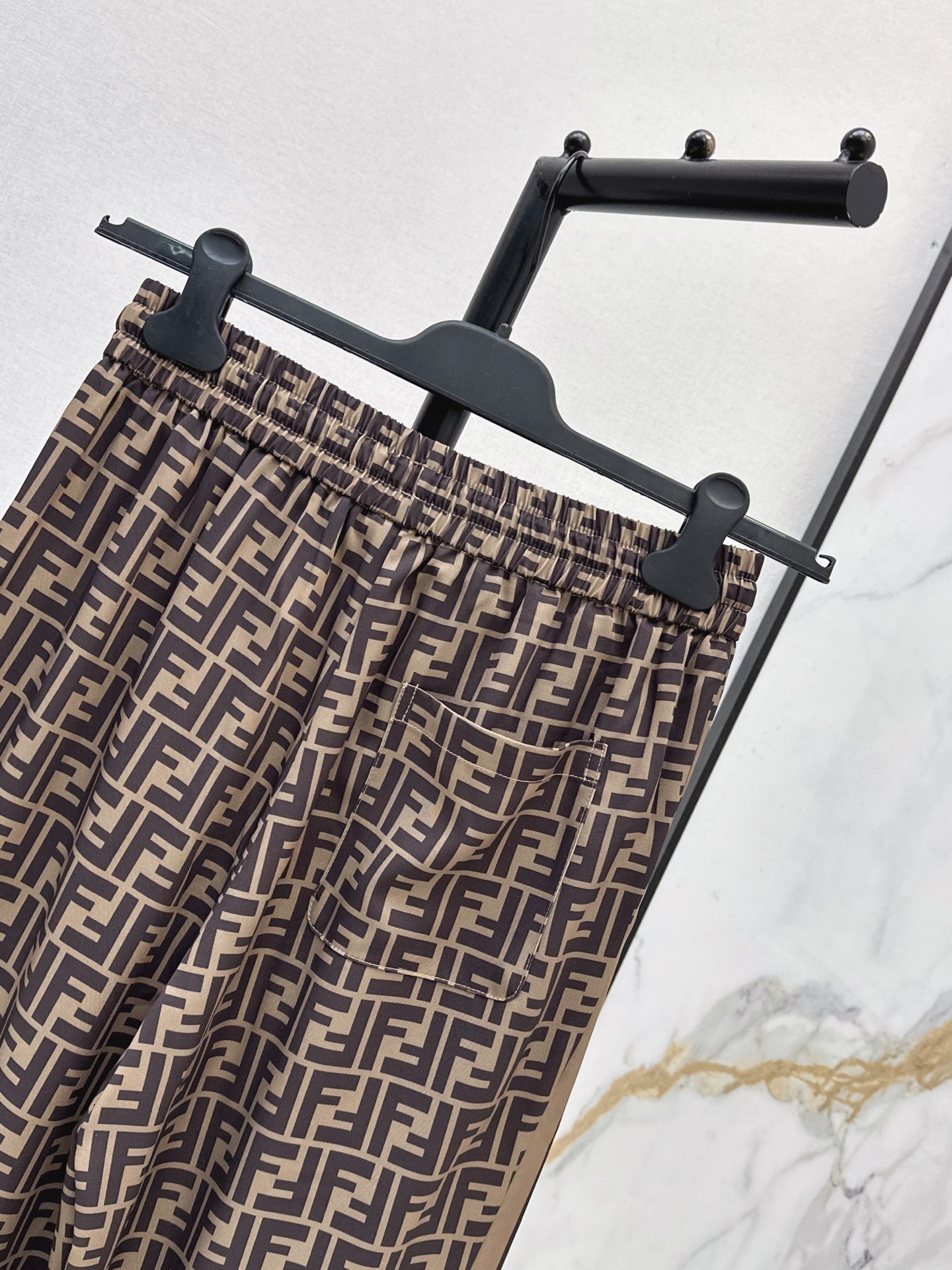Fen 26ss drawstring wide leg pants