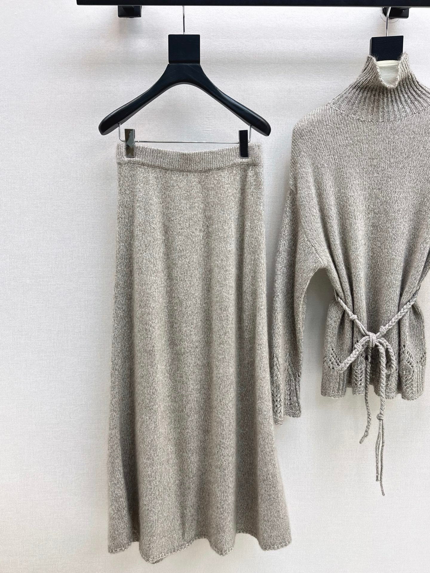 Brun 25fw knit high neck sweater+skirts outfit set