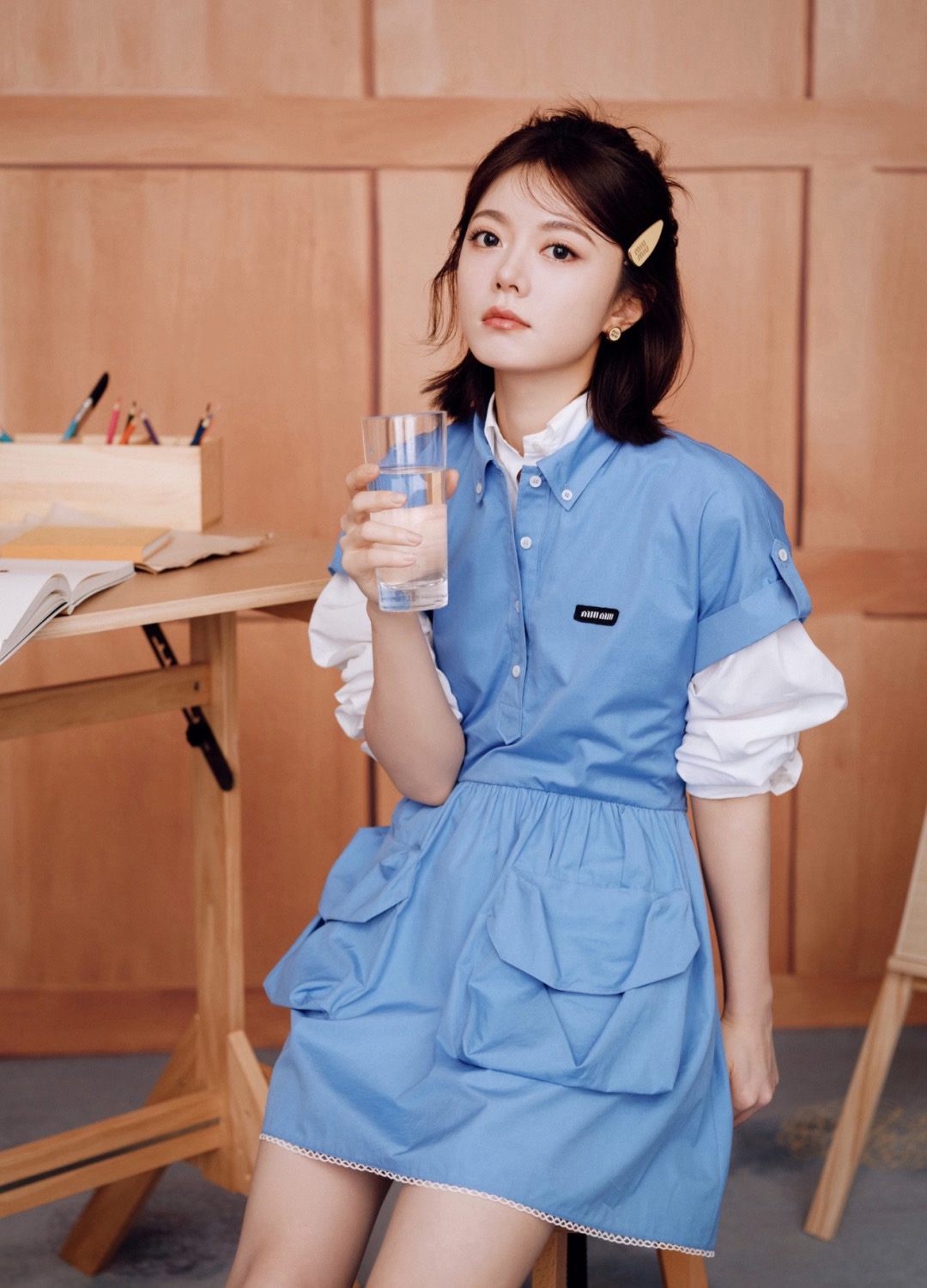 Miu 26ss cargo pocket shirt dress