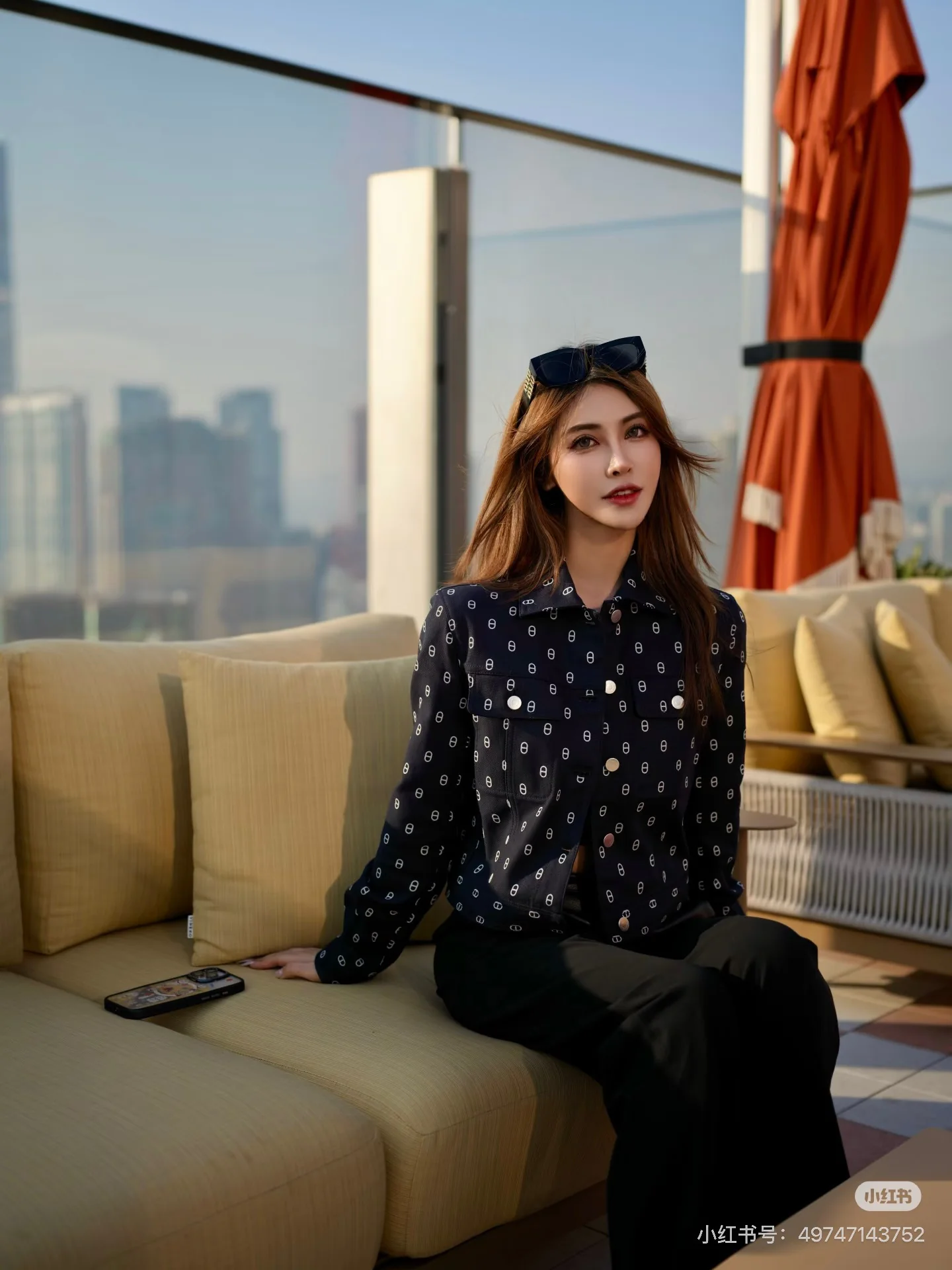 Herm 26ss print denim jacket