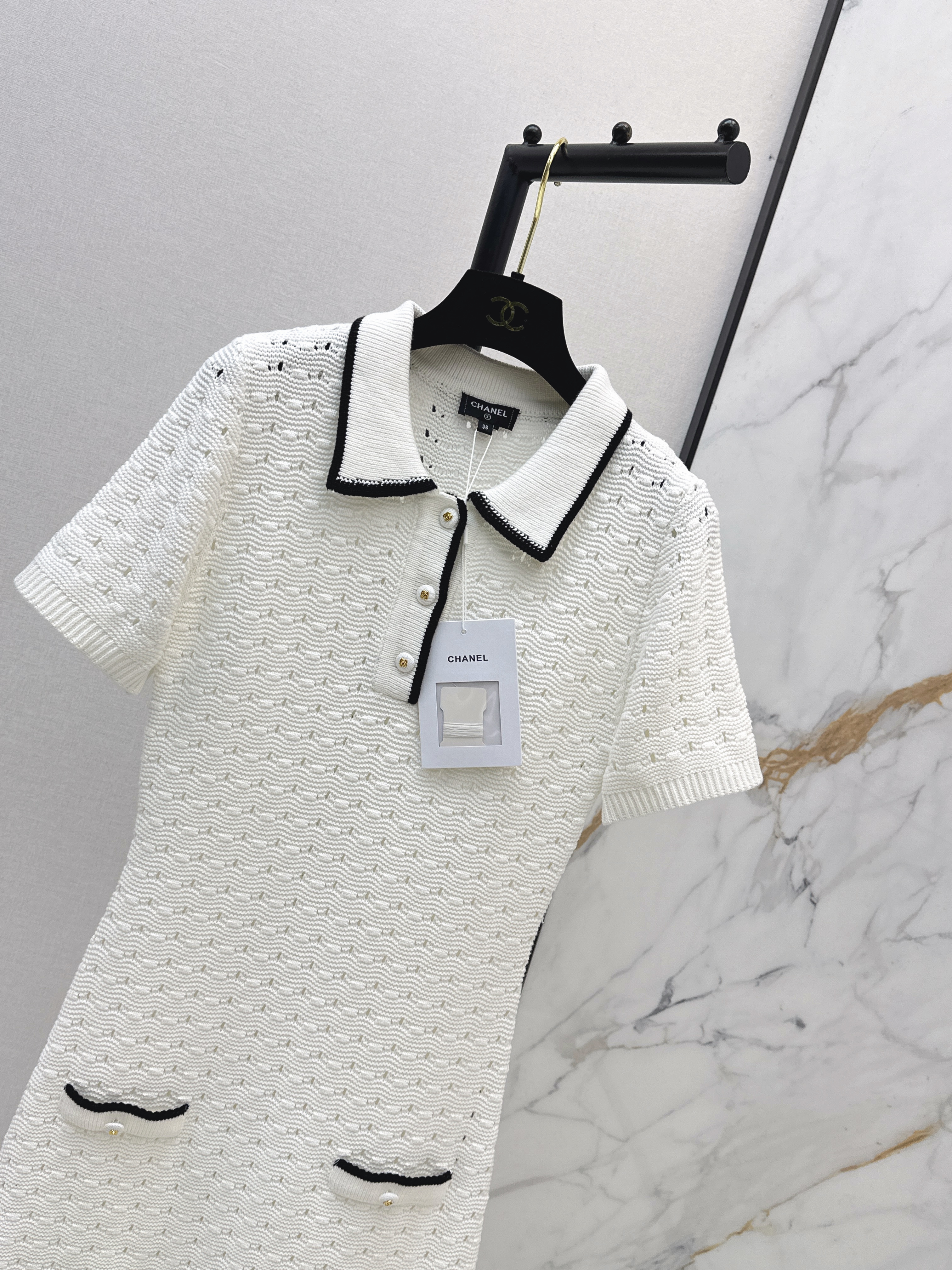 Chan 26ss hollow knit dress