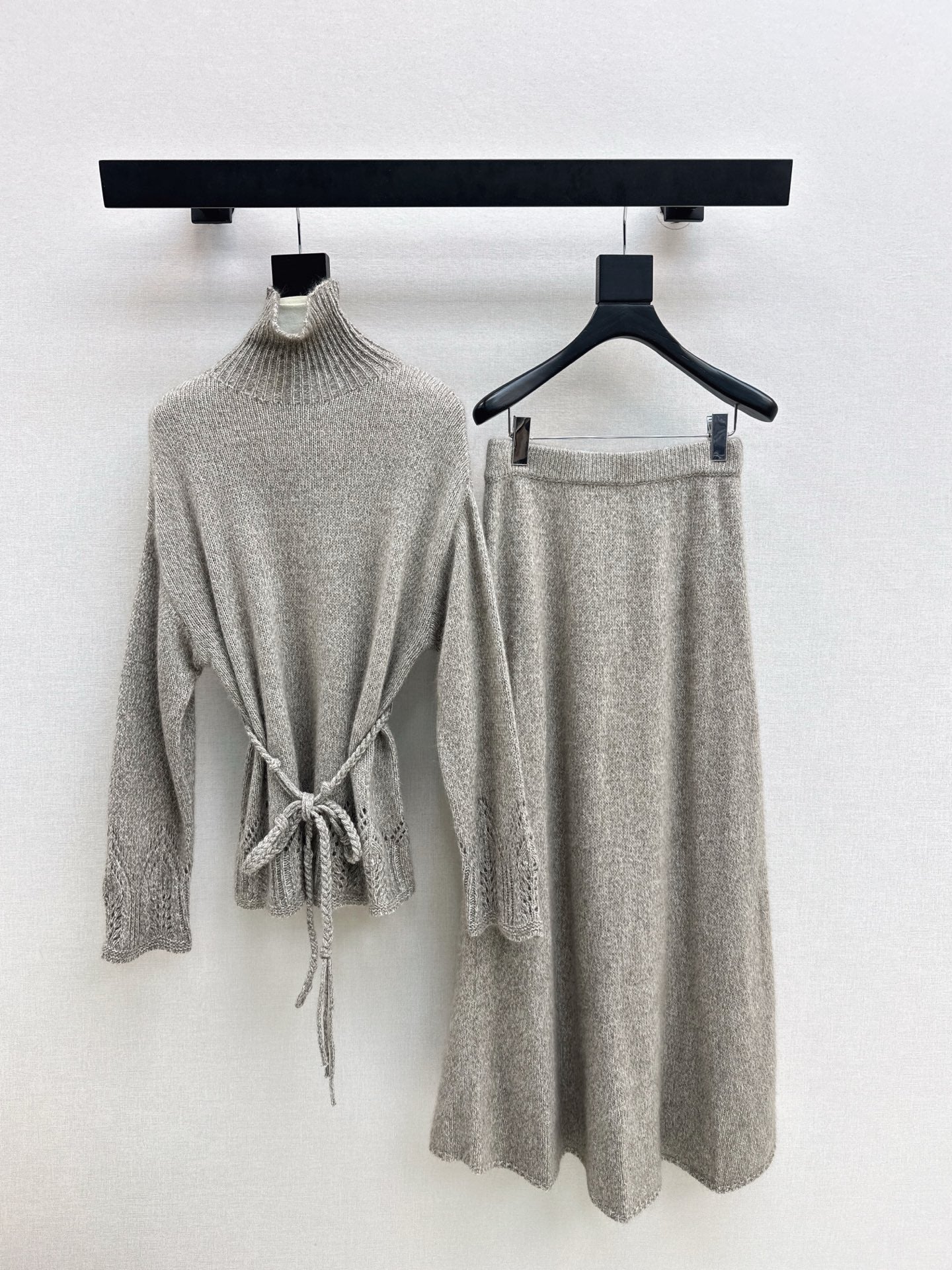 Brun 25fw knit high neck sweater+skirts outfit set