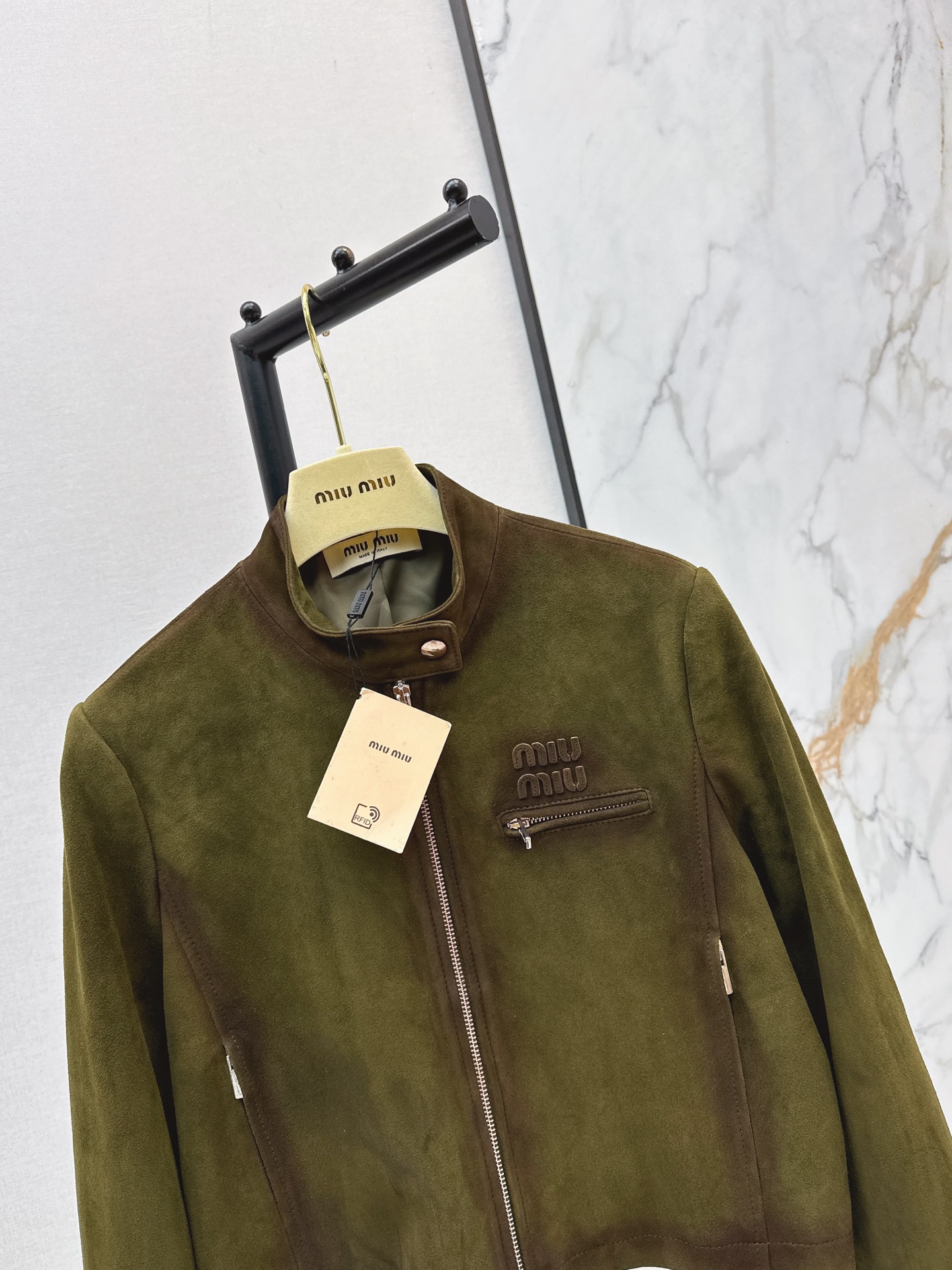 Miu 26ss suede leather jacket