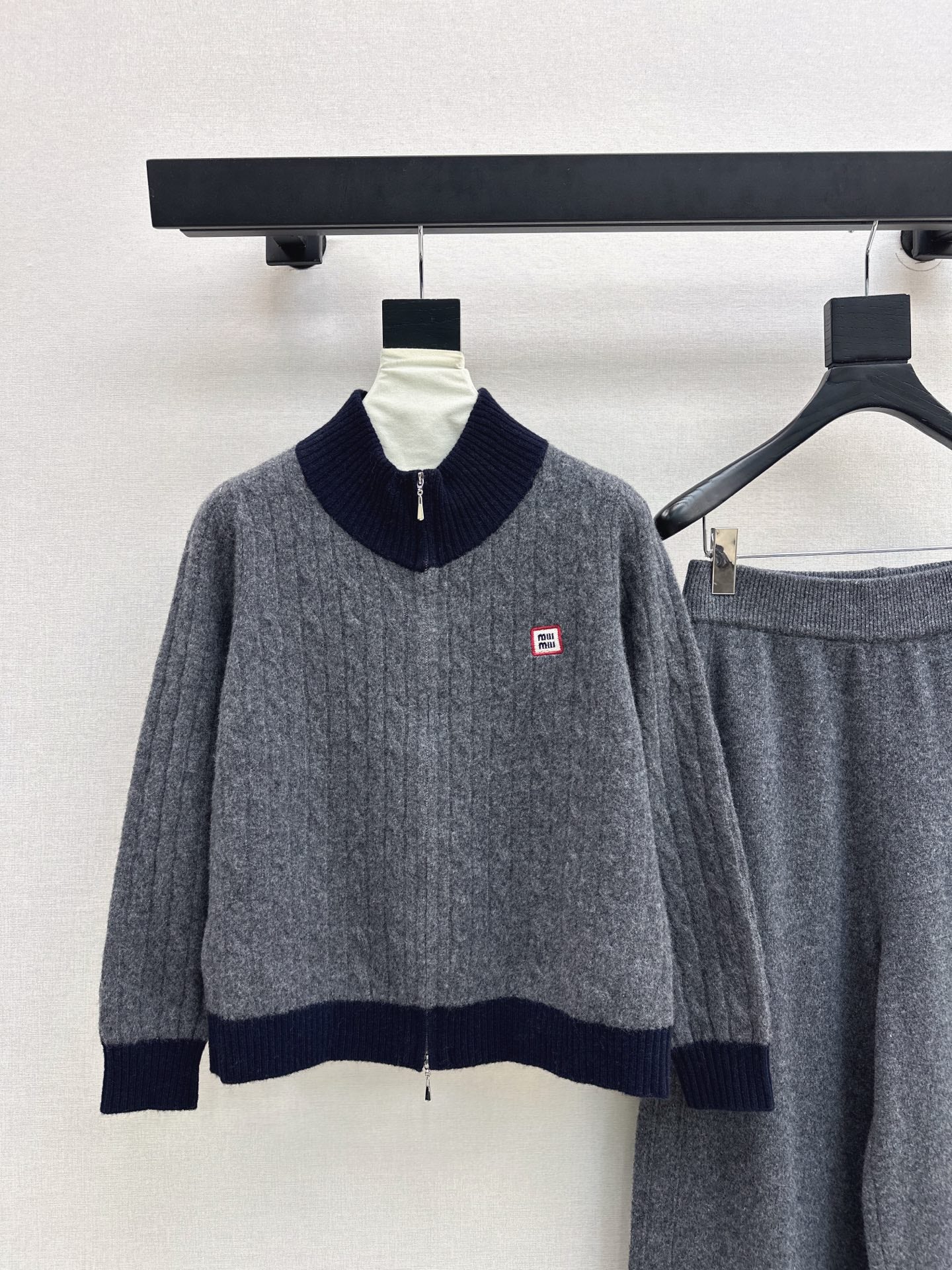 Miu 25fw wool cardigan +wide pants outfit sets