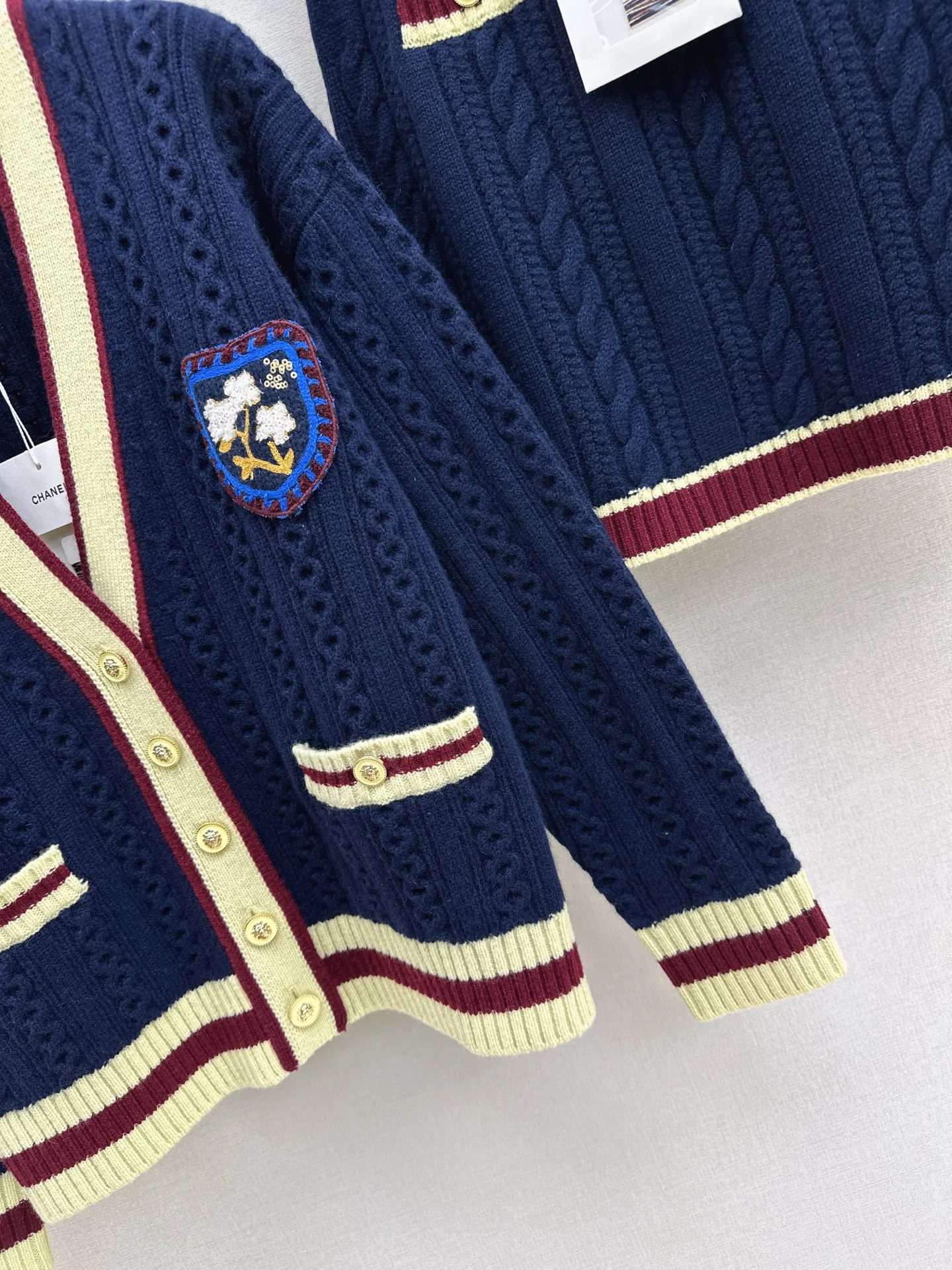 Chan 26ss cable cardigan skirts set