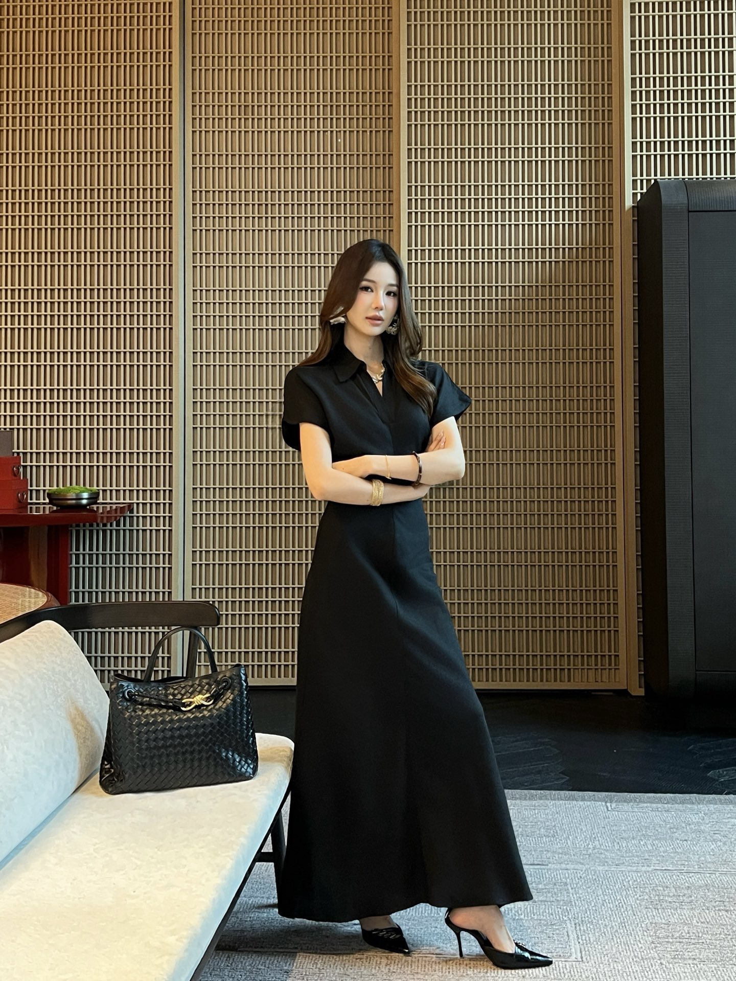 Brun 26ss ruched waist dress