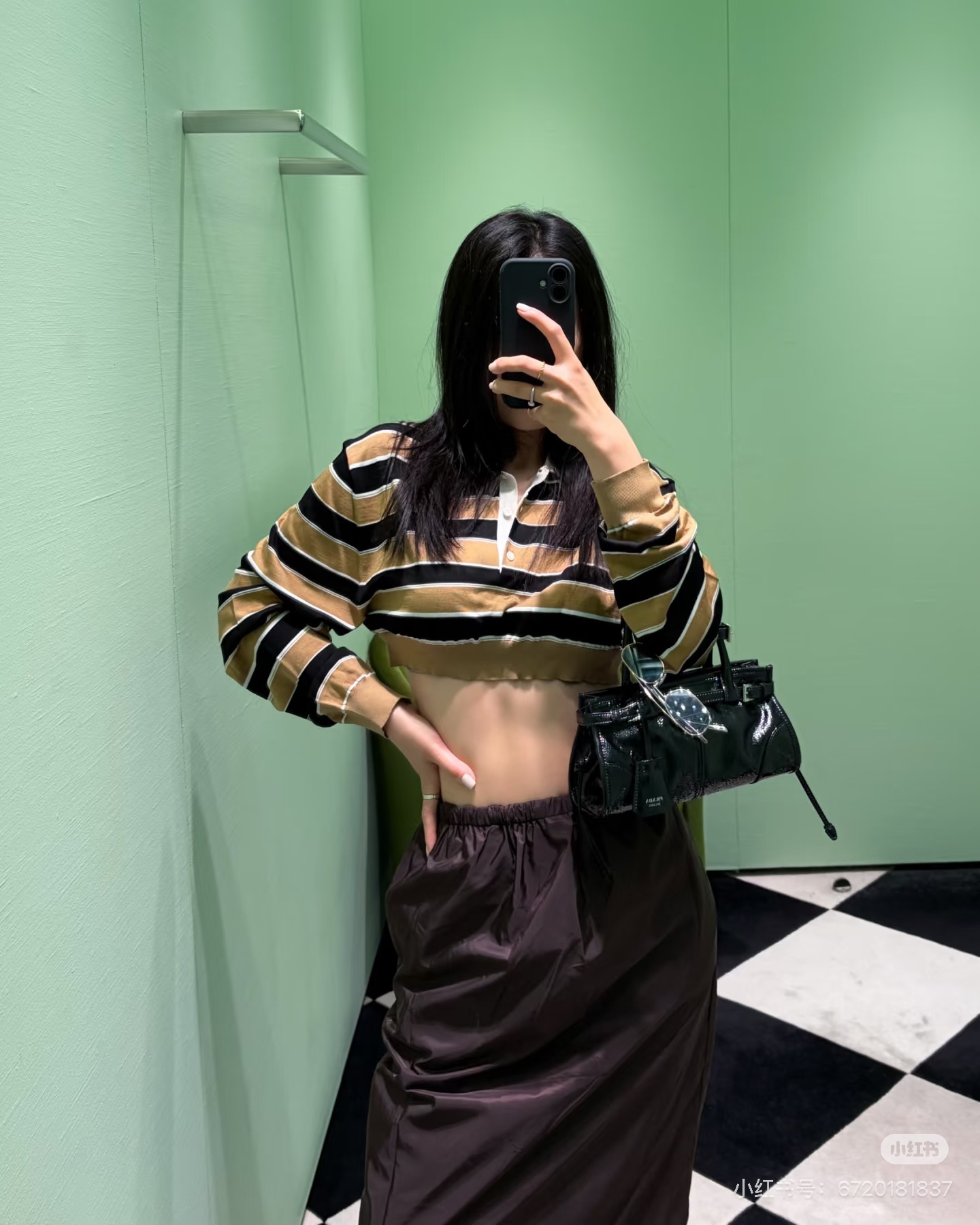 Pra 26ss stripe cropped knitwear