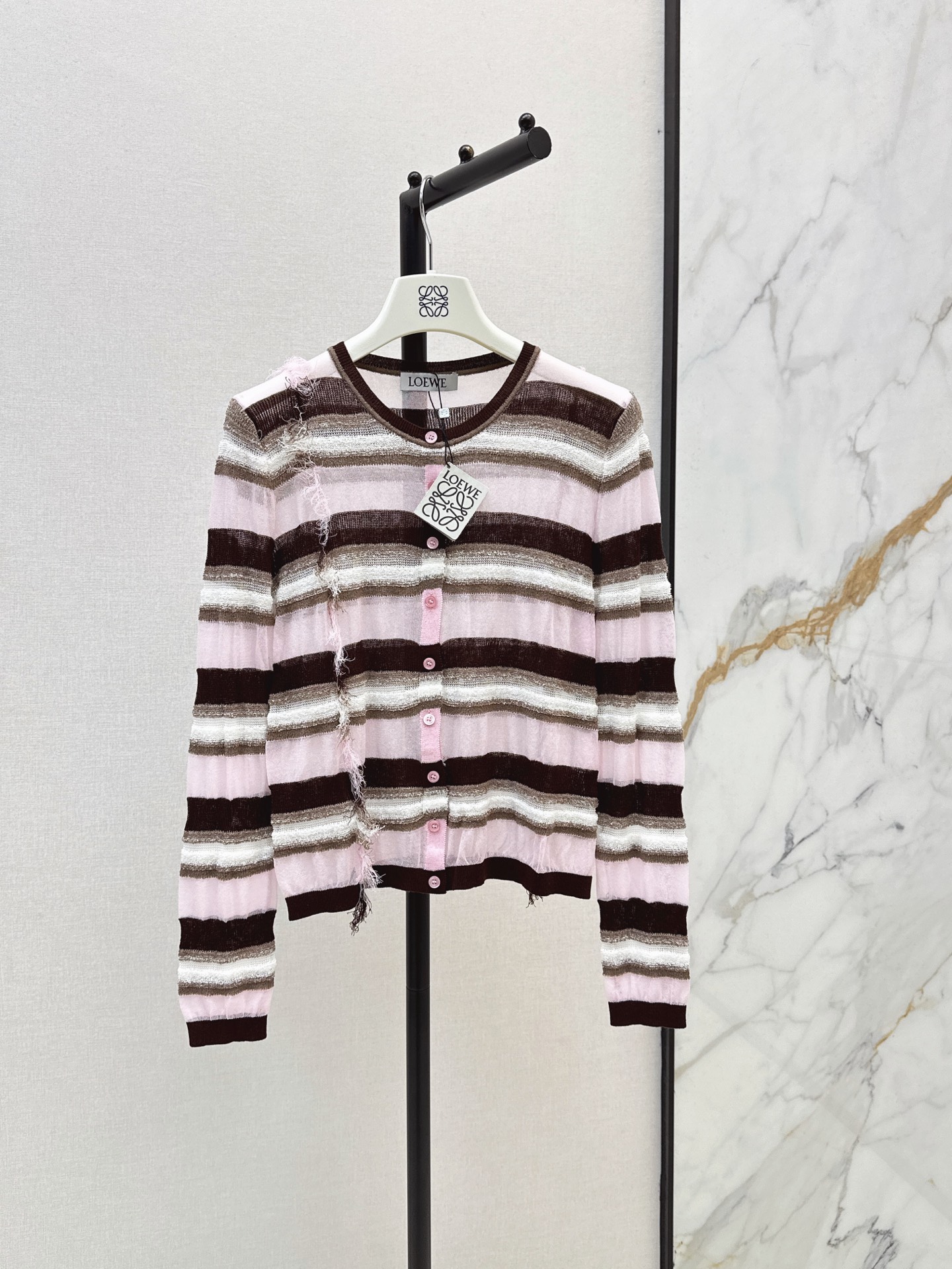 Loe 26ss stripe knit cardigan