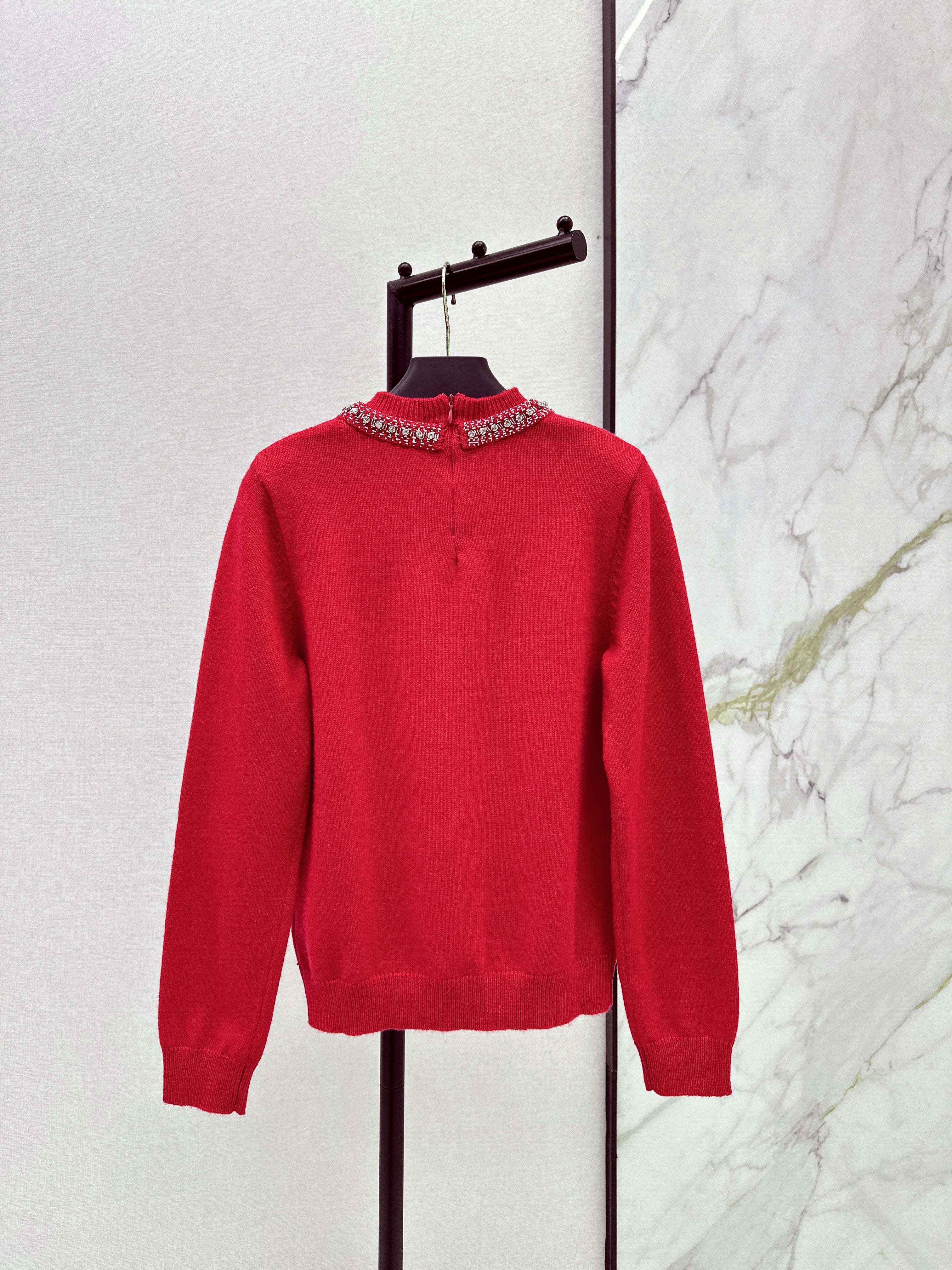 Valen 26ss bow rhinestone sweater