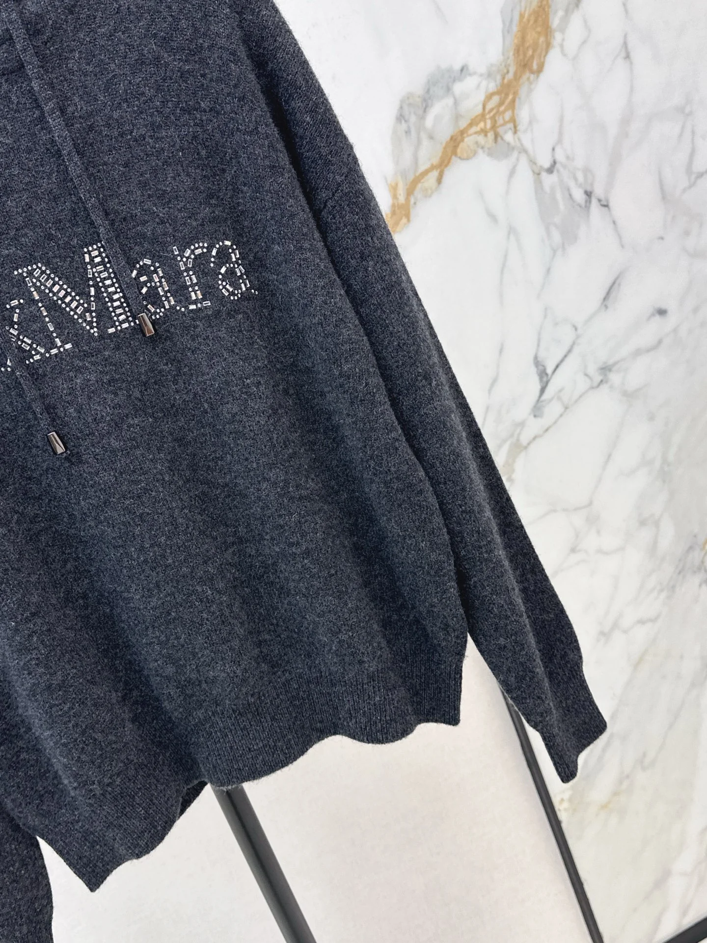 Max 26ss rhinestone hooded sweater