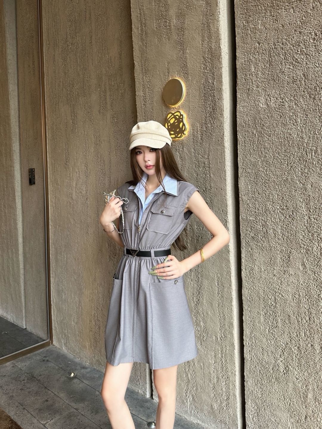 Pra 26ss  sleeveless belted dress
