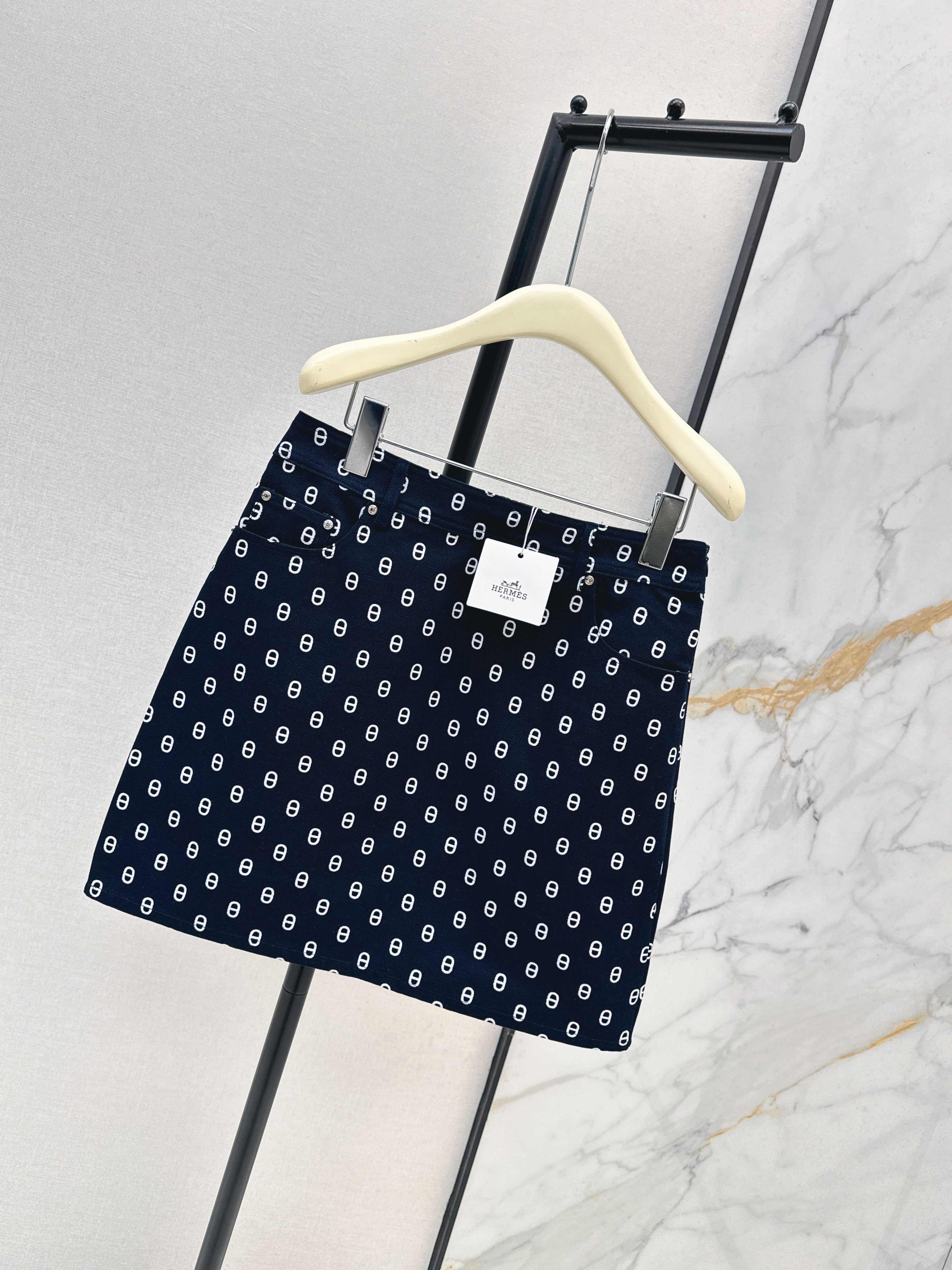 Her 26ss print denim skirt