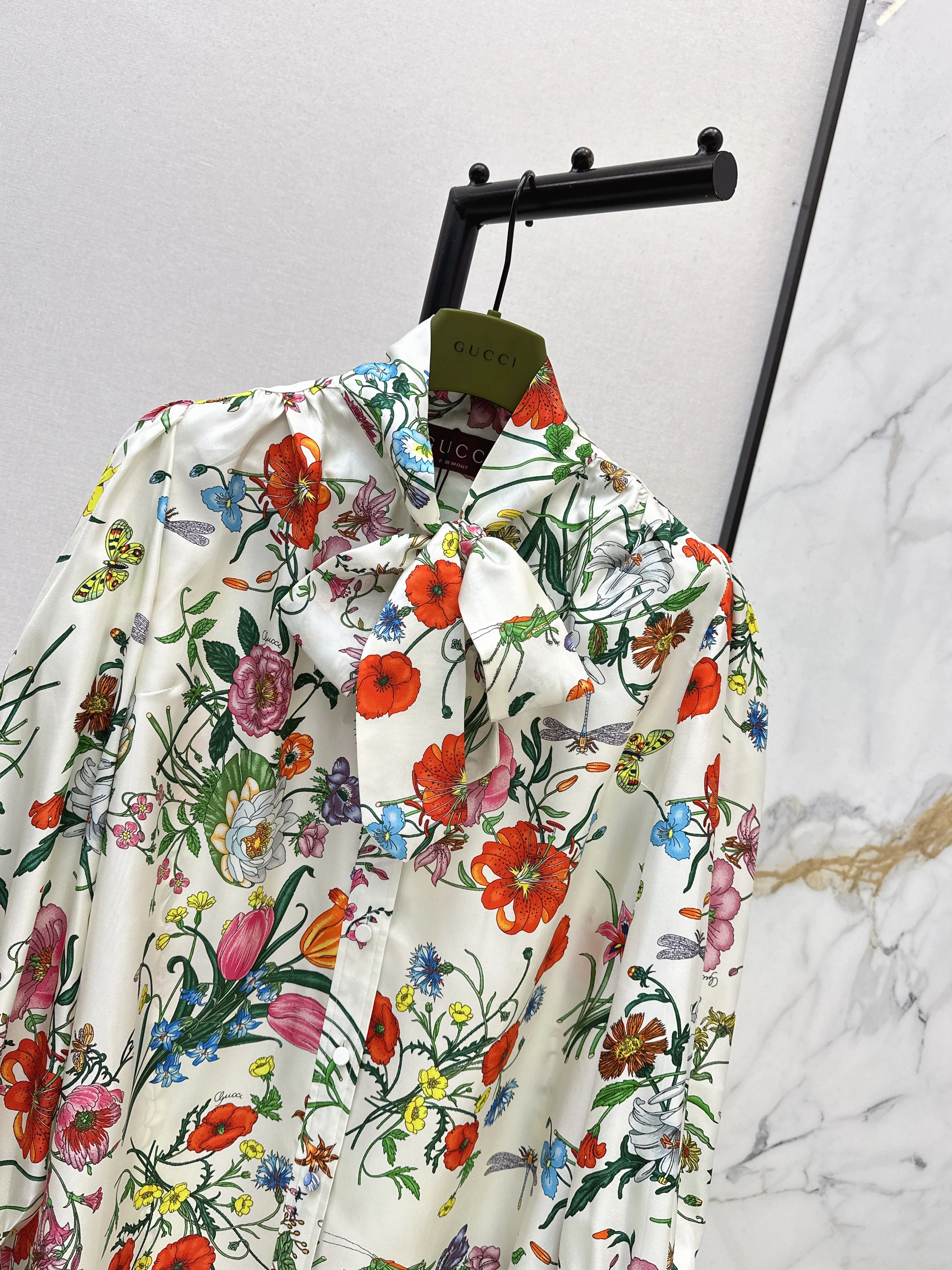 Gucc 26ss flower silk shirts