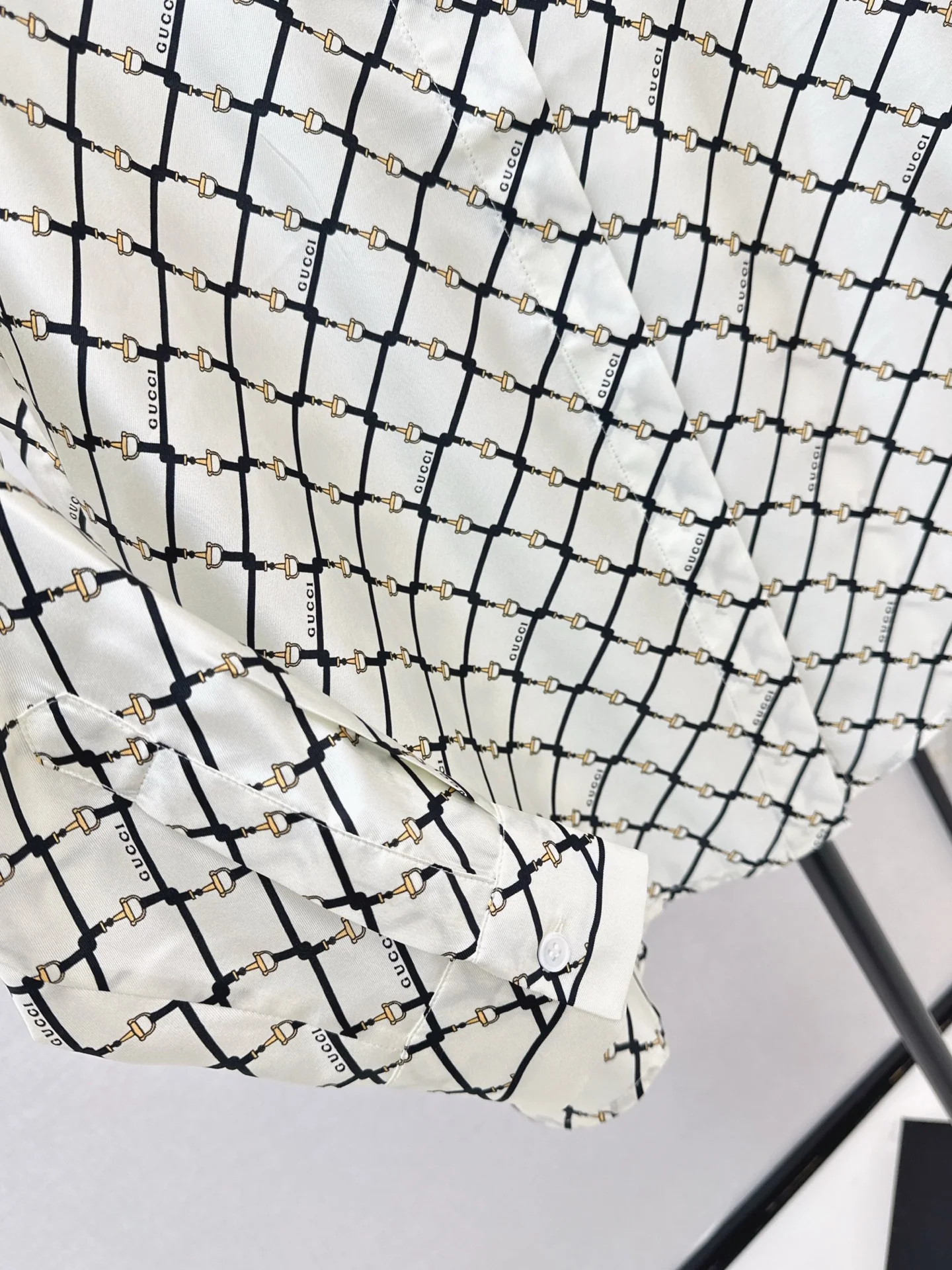 Gucc 26ss check silk shirt