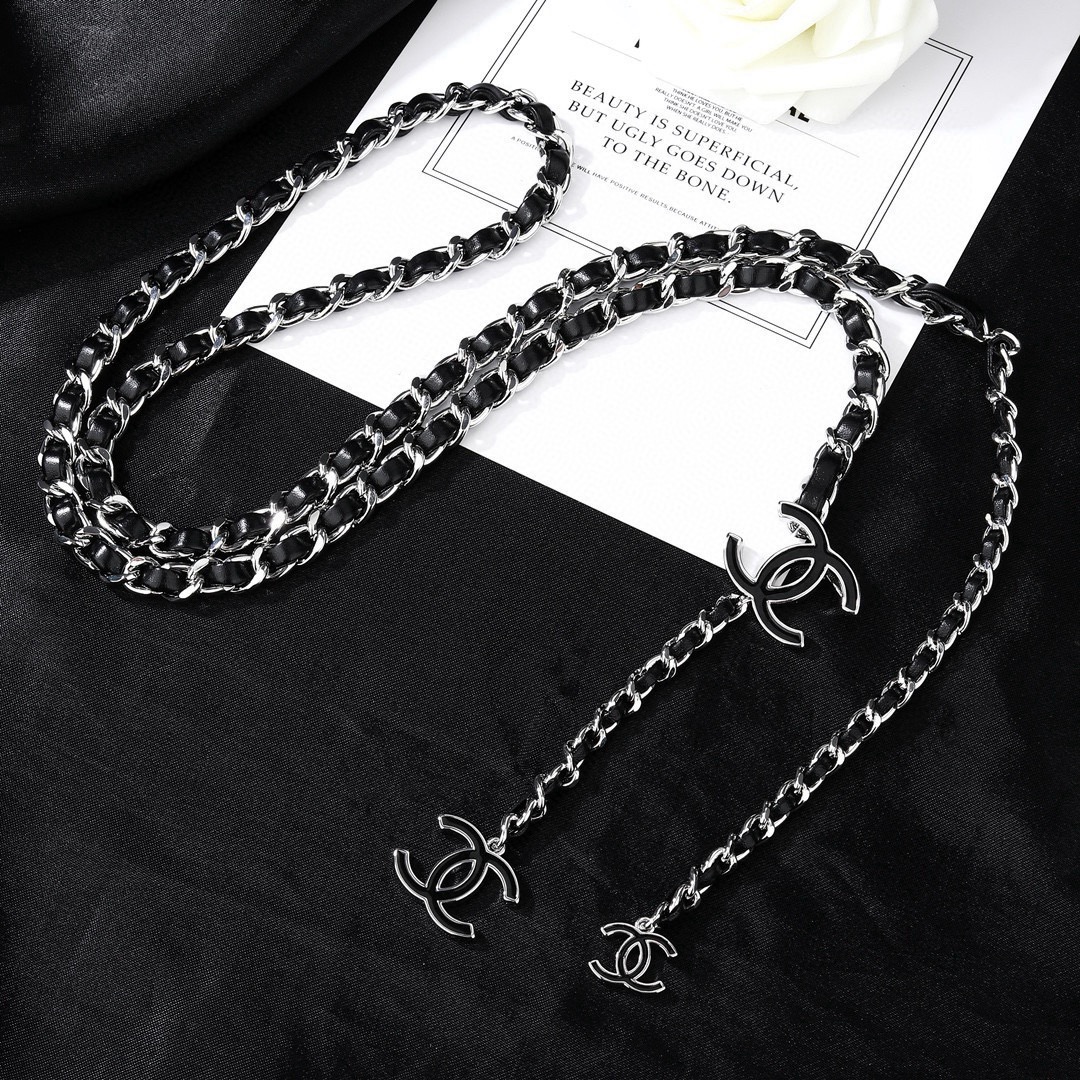 Chan Black Silver Chain Belt