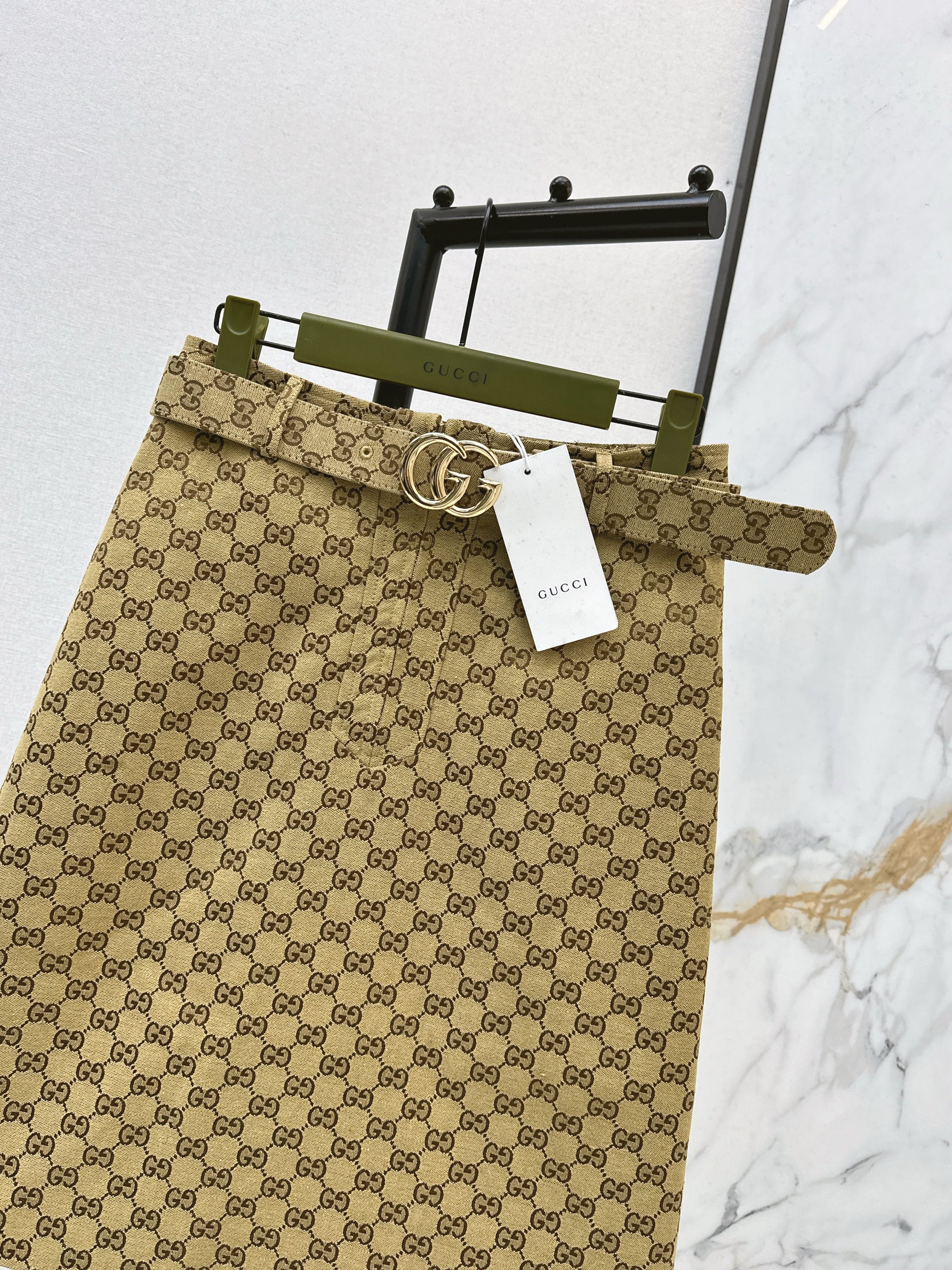 Gucc 26ss jacquard skirt with belted