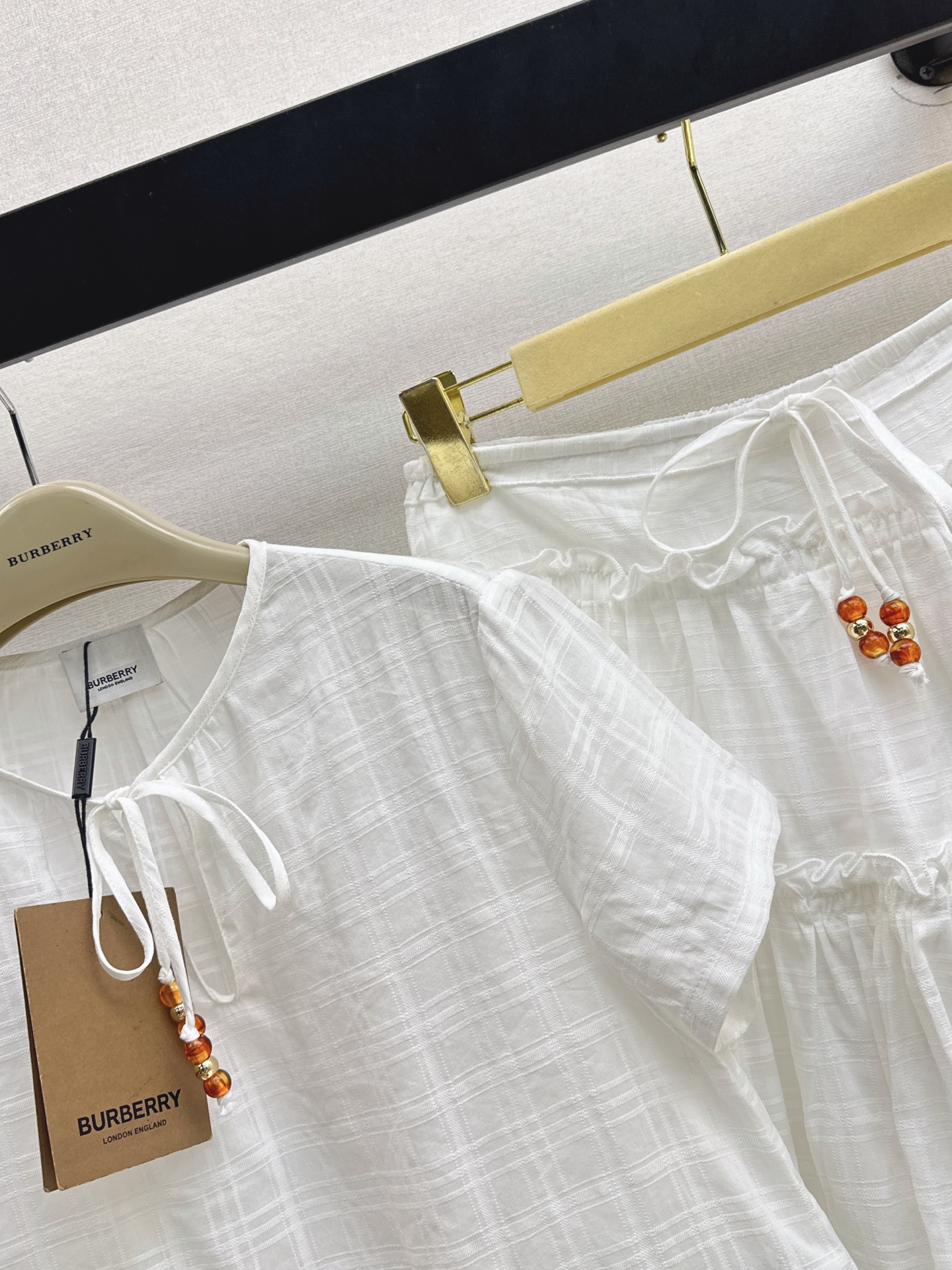 Bur 26ss check shirt skirt set