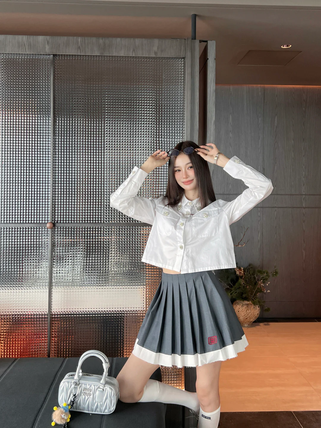 Miu 26ss rhinestones shirts
