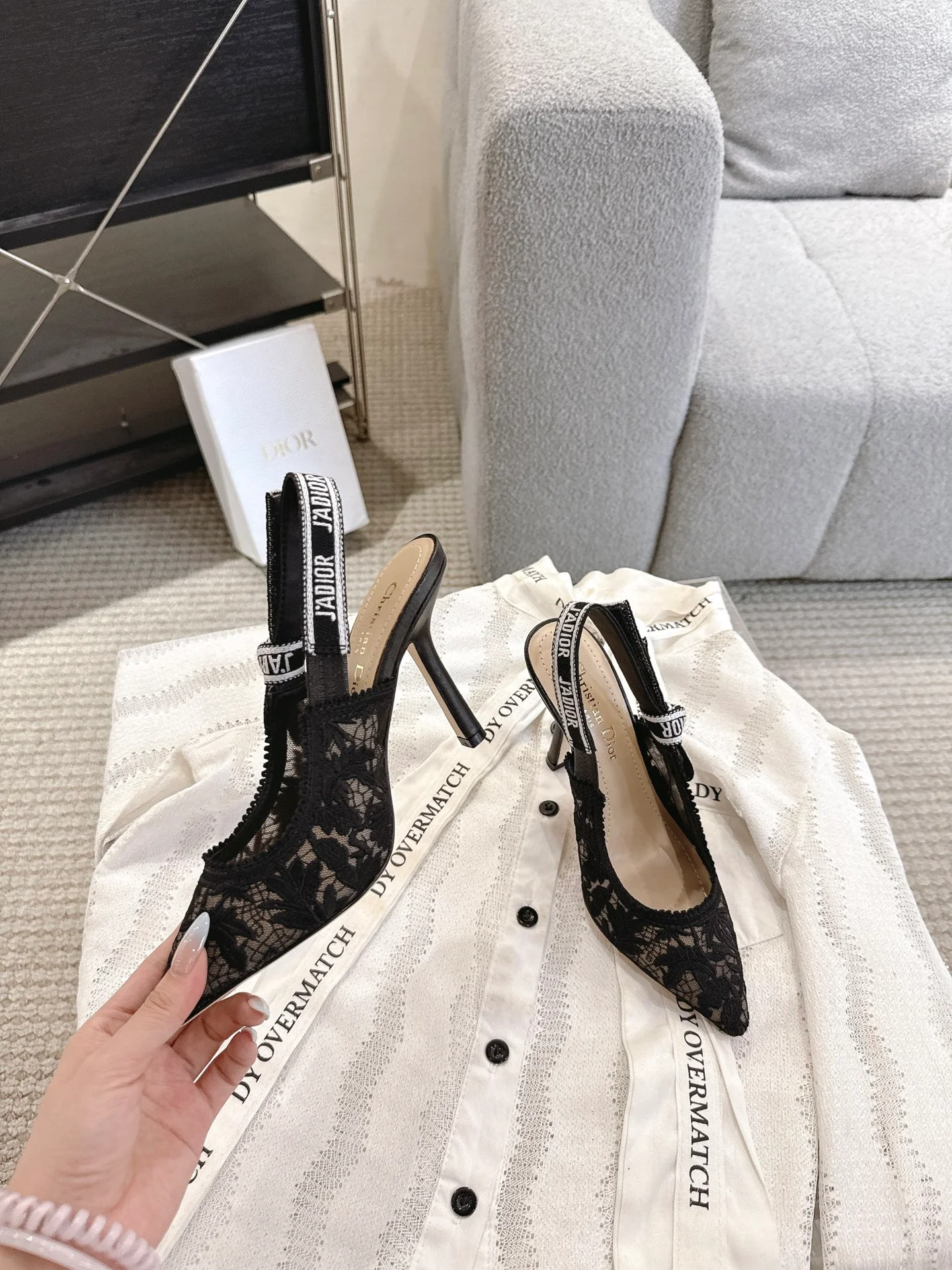 CD 25fw lace slingback heels