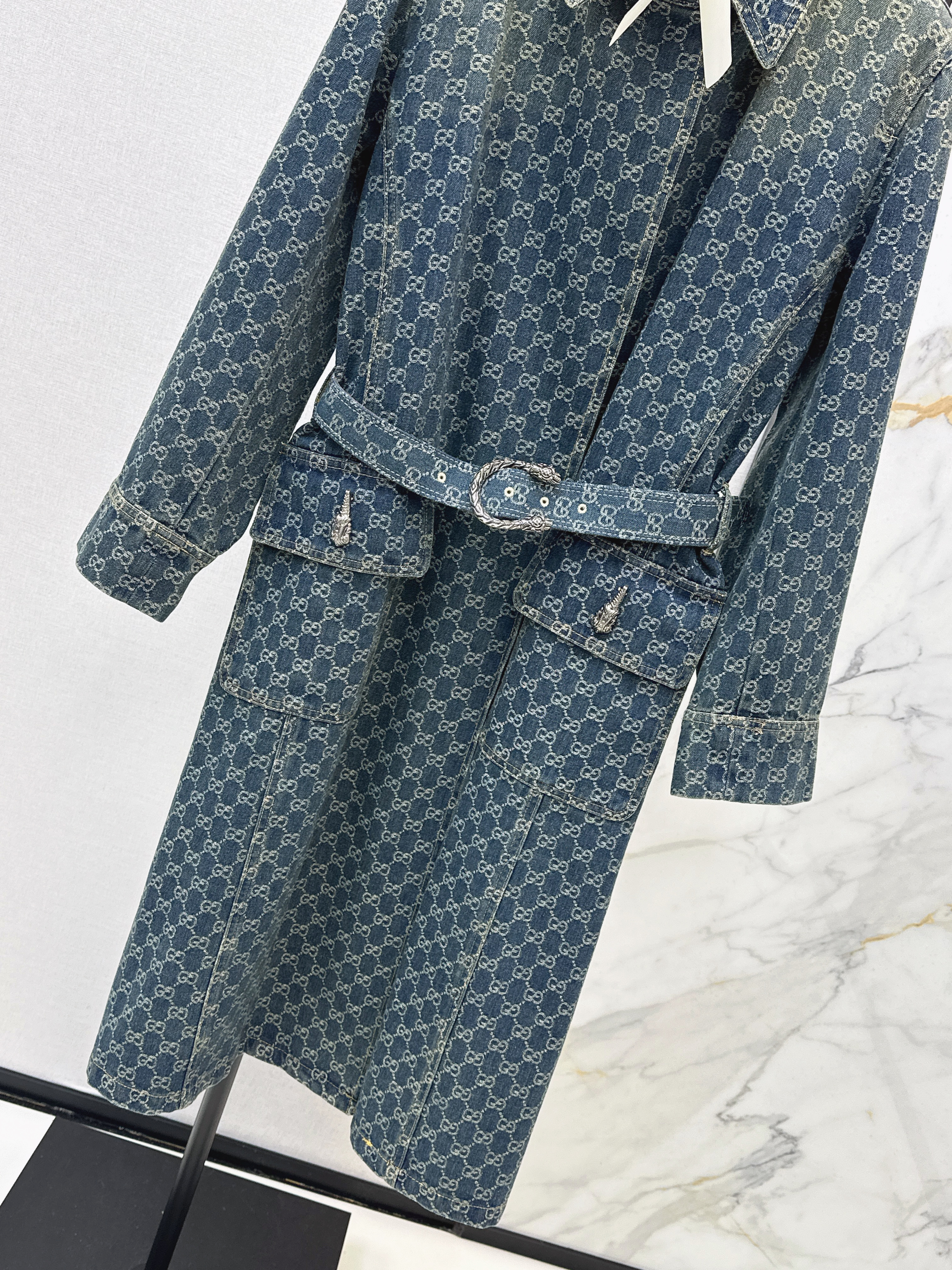 Guc 26ss jacquard denim overcoats